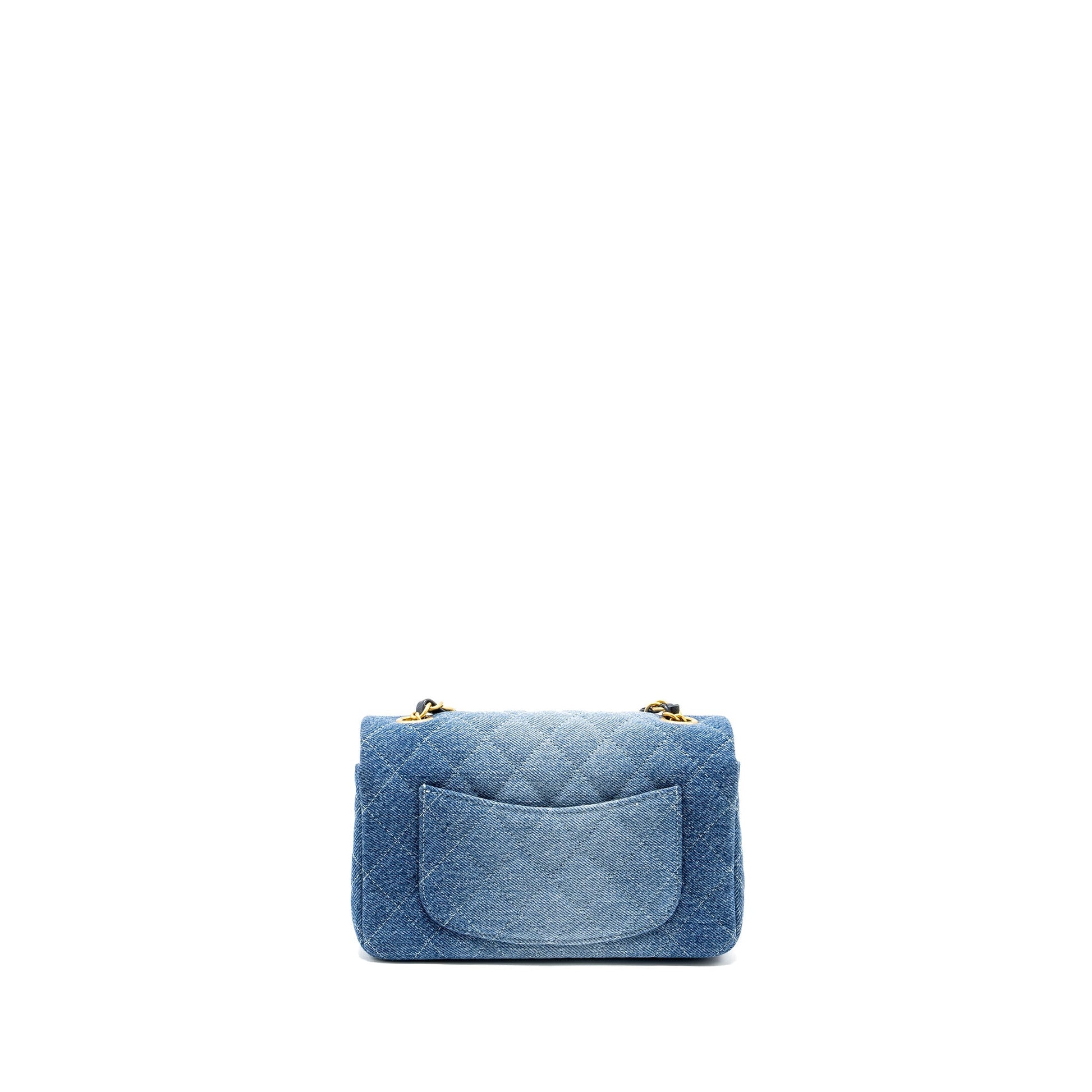 Chanel 24S Rectangular Flap Denim GHW Microchip Blue Shoulder Bag