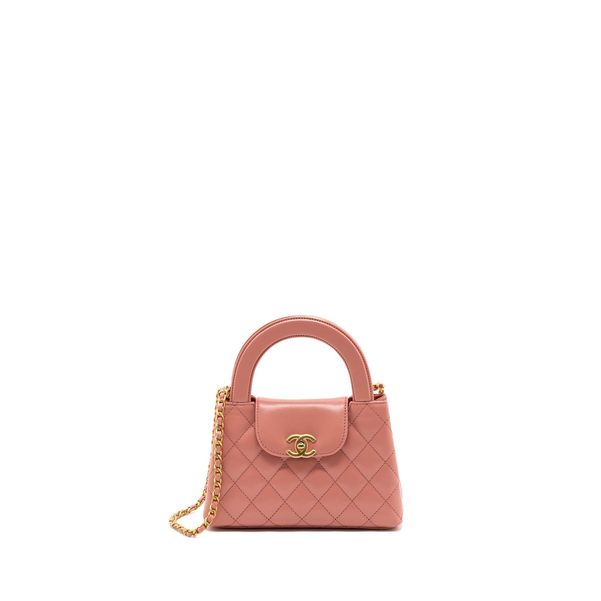 Chanel 23k Shopping Calfskin Brushed GHW Microchip Pink Tote Bag