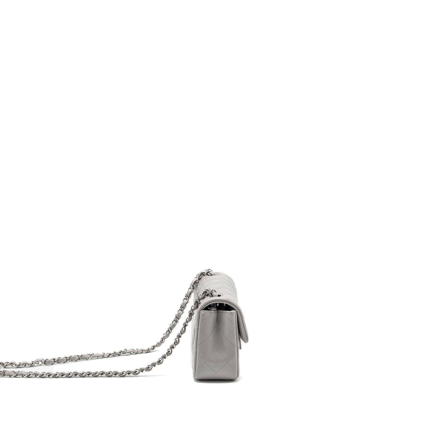 Chanel Rectangular Flap Lambskin Light SHW Microchip Grey Shoulder Bag