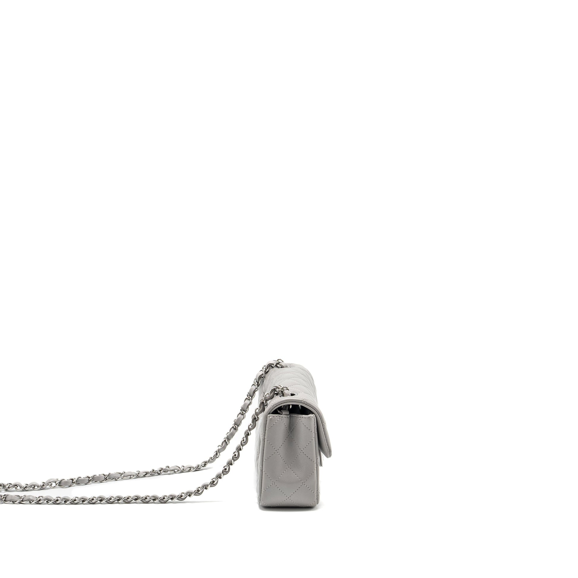 Chanel Rectangular Flap Lambskin Light SHW Microchip Grey Shoulder Bag