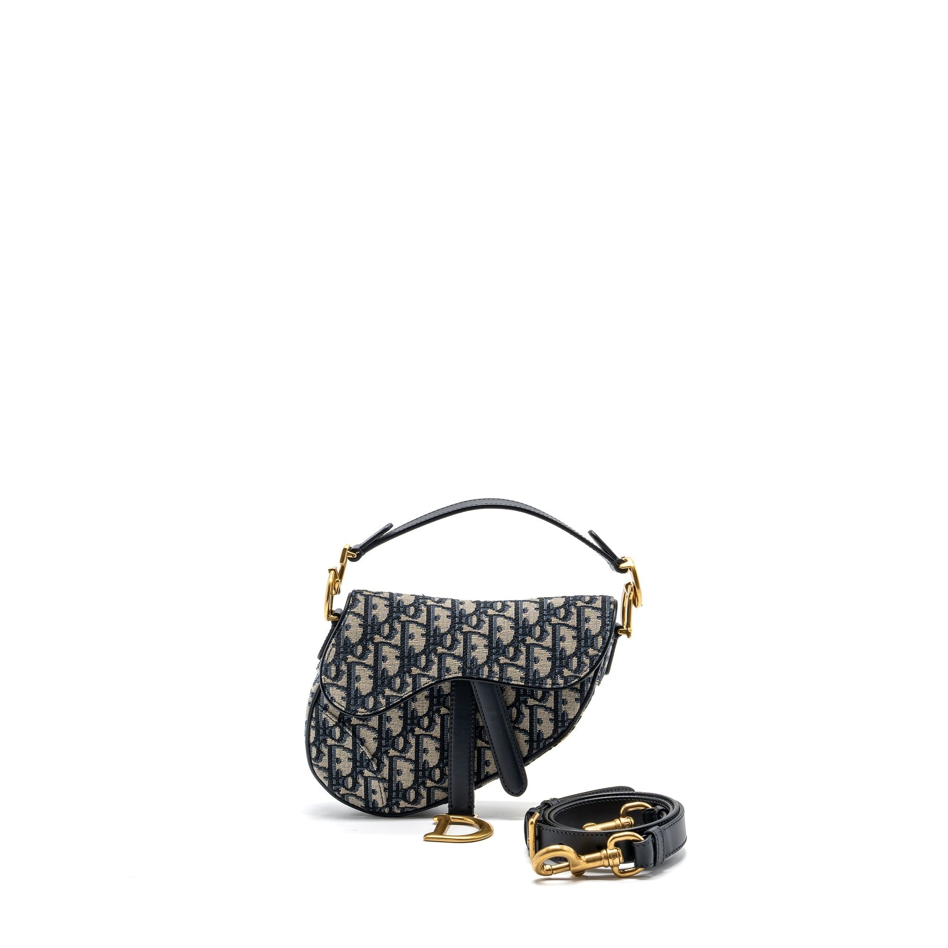 Dior Saddle Purse Oblique Jacquard Handbag Blue Mini Travel Bag