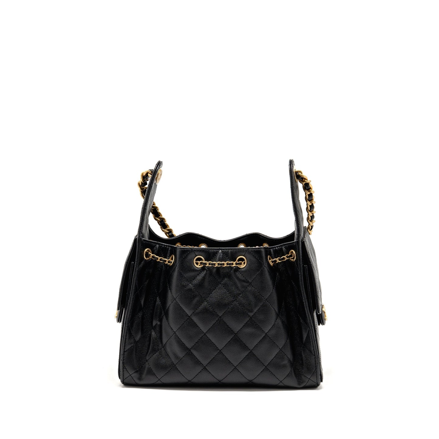 Chanel 25 Grained Calfskin GHW Microchip Black Small Handbag
