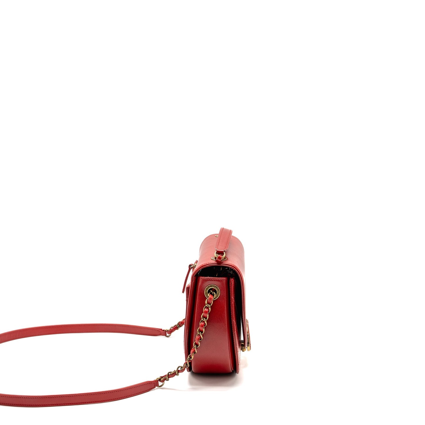 Chanel Coco Curve Flap Calfskin GHW Red Shoulder Bag