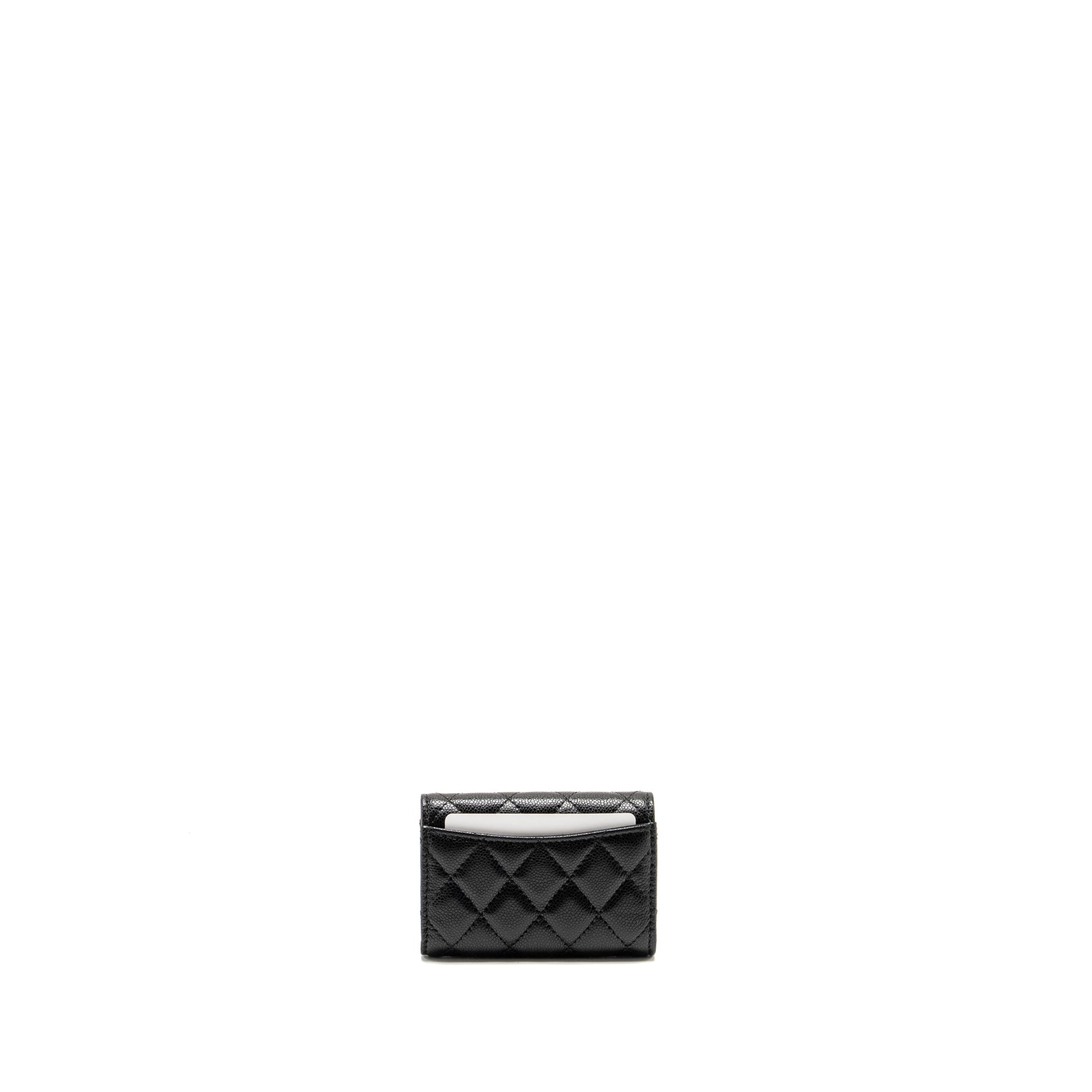 Chanel Classic Flap Holder Caviar LGHW Microchip Black Handbag