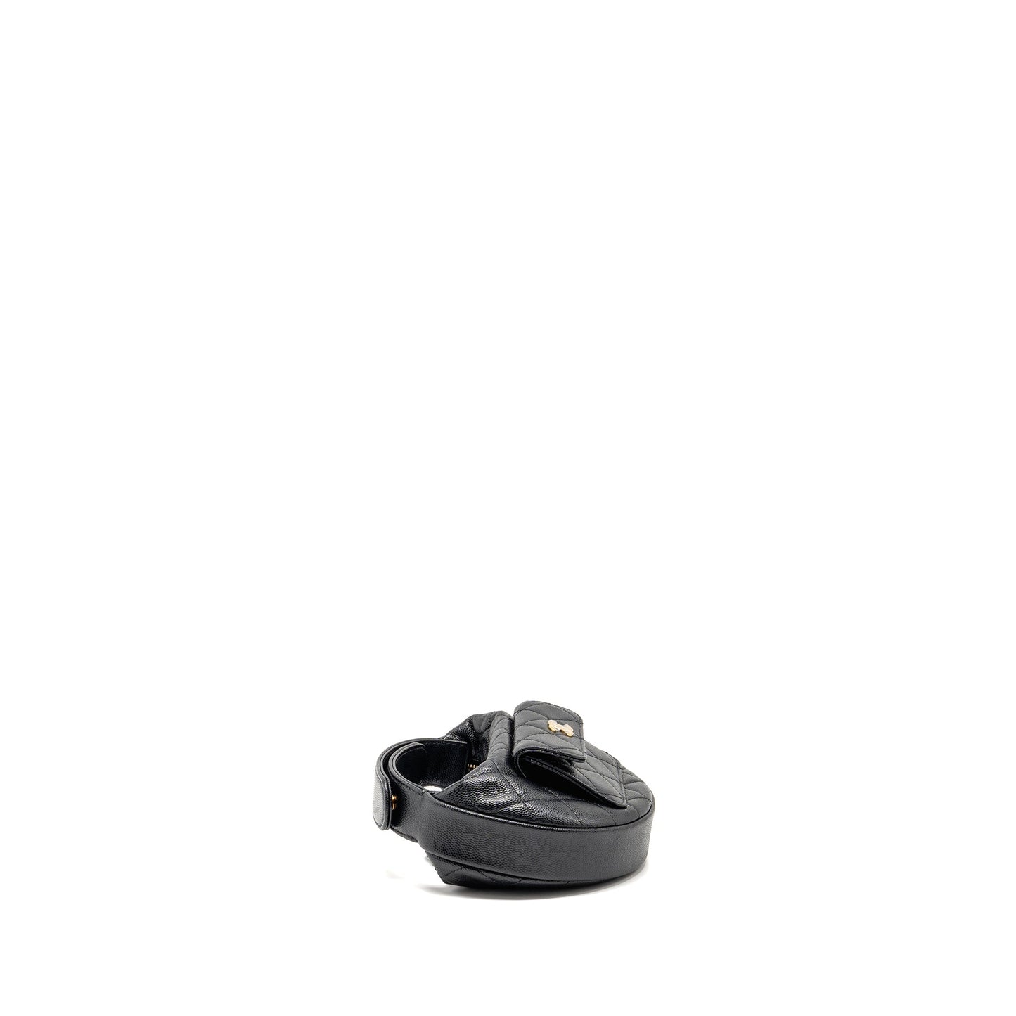 Chanel 23b Round Caviar LGHW microchip Black Clutch Bag