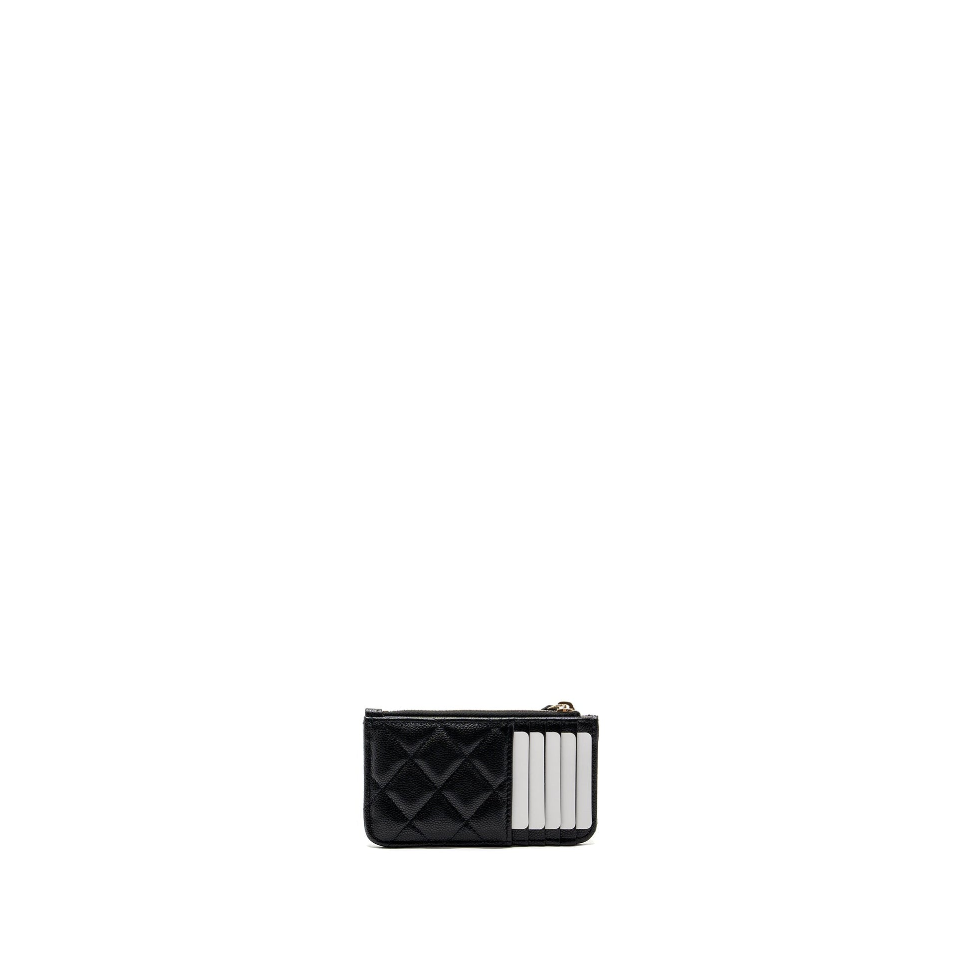 Chanel flap zip card holder caviar GHW Black Wallet Case