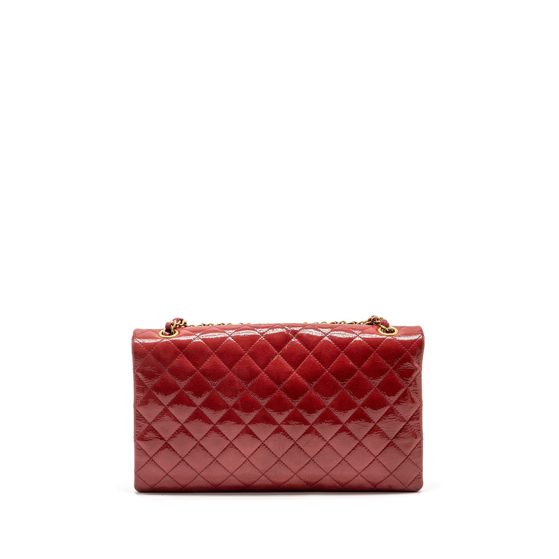 Chanel Seasonal Flap Patent Goatskin Lambskin GHW Red Shoulder Bag