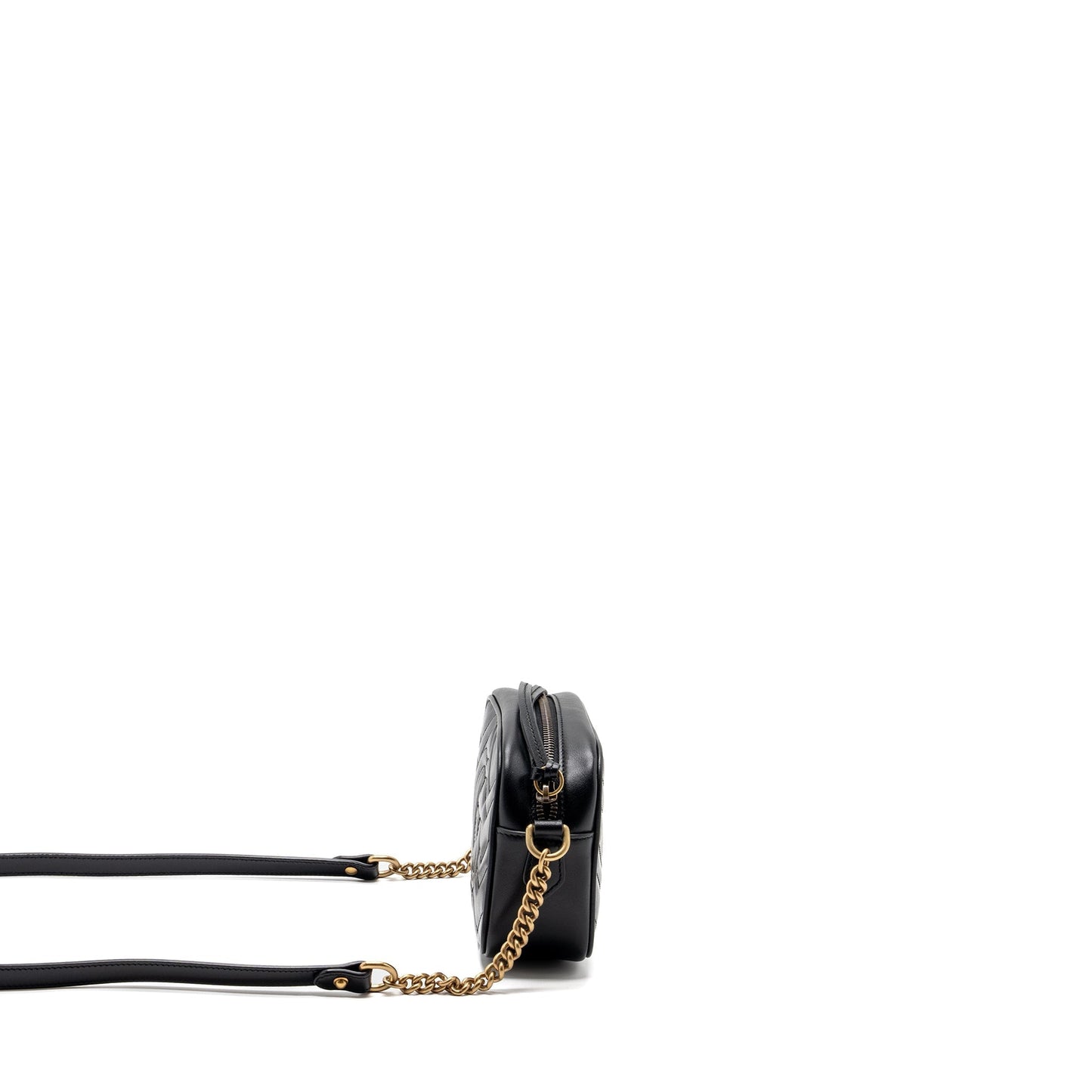 Gucci Marmont Bag Calfskin Matelasse Black Travel Bag Ghw 1