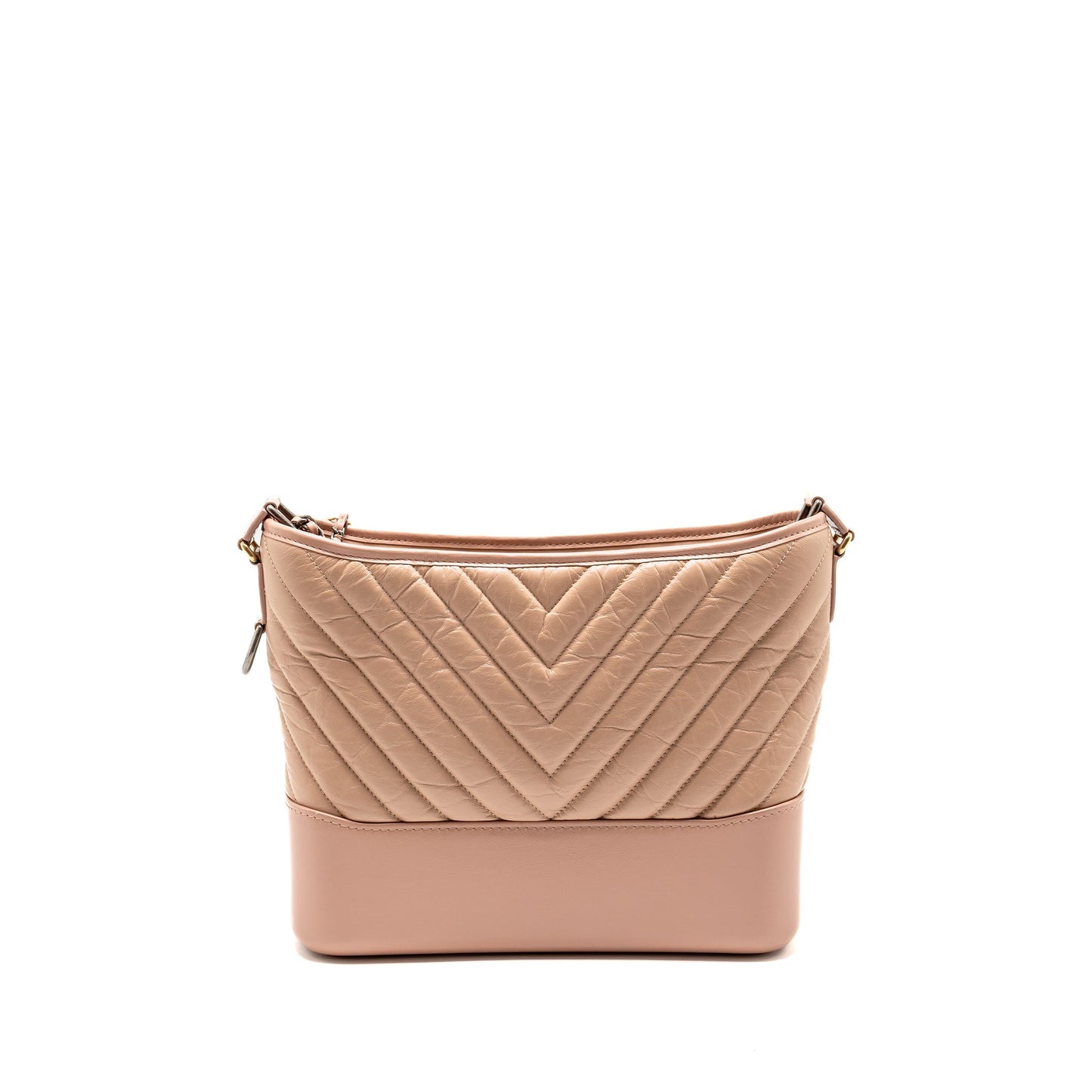 Chanel Chevron Gabrielle Hobo Calfskin Hardware Multicolour Pink Beige Shoulder Bag
