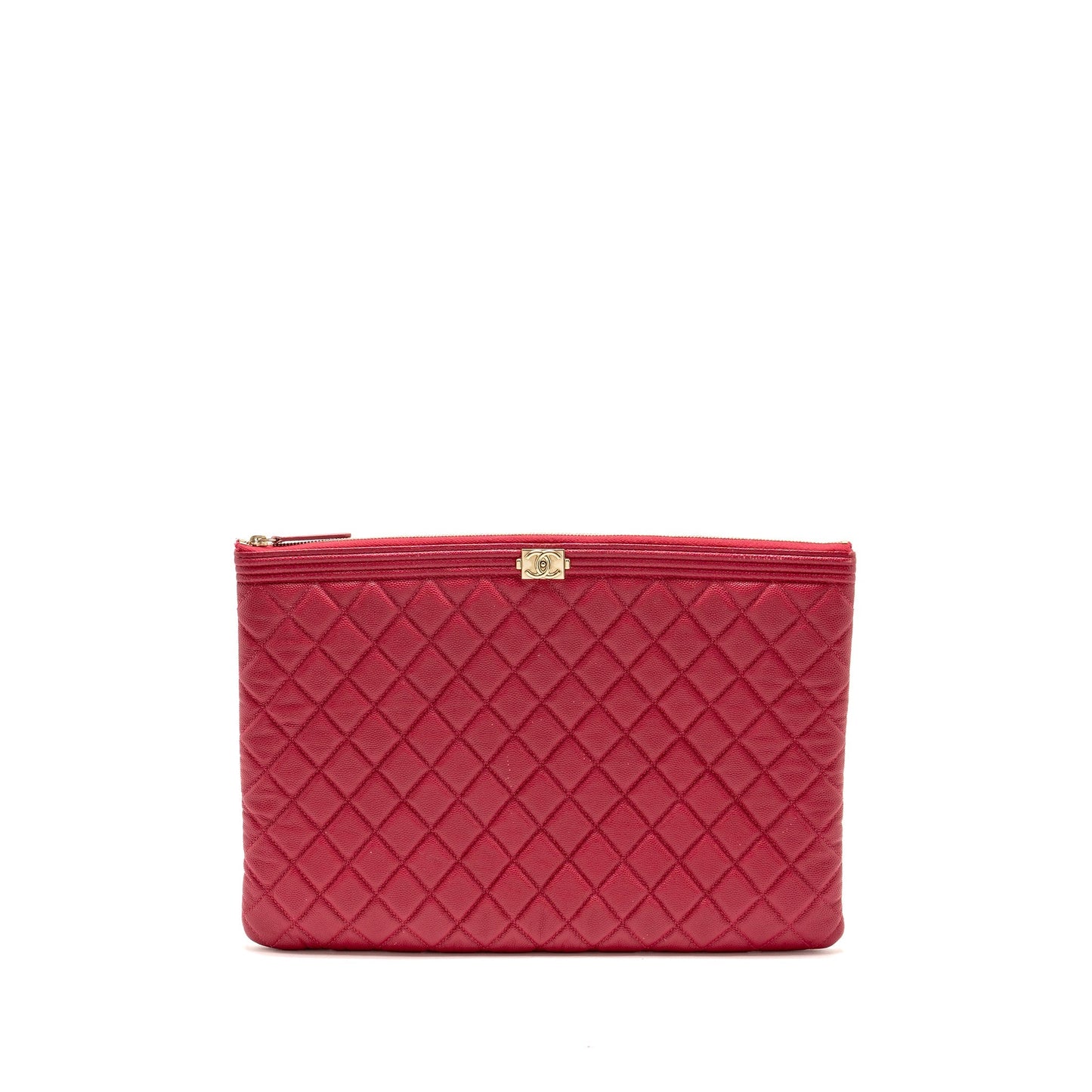 Chanel Boy O Zip Caviar LGHW Pink Handbag
