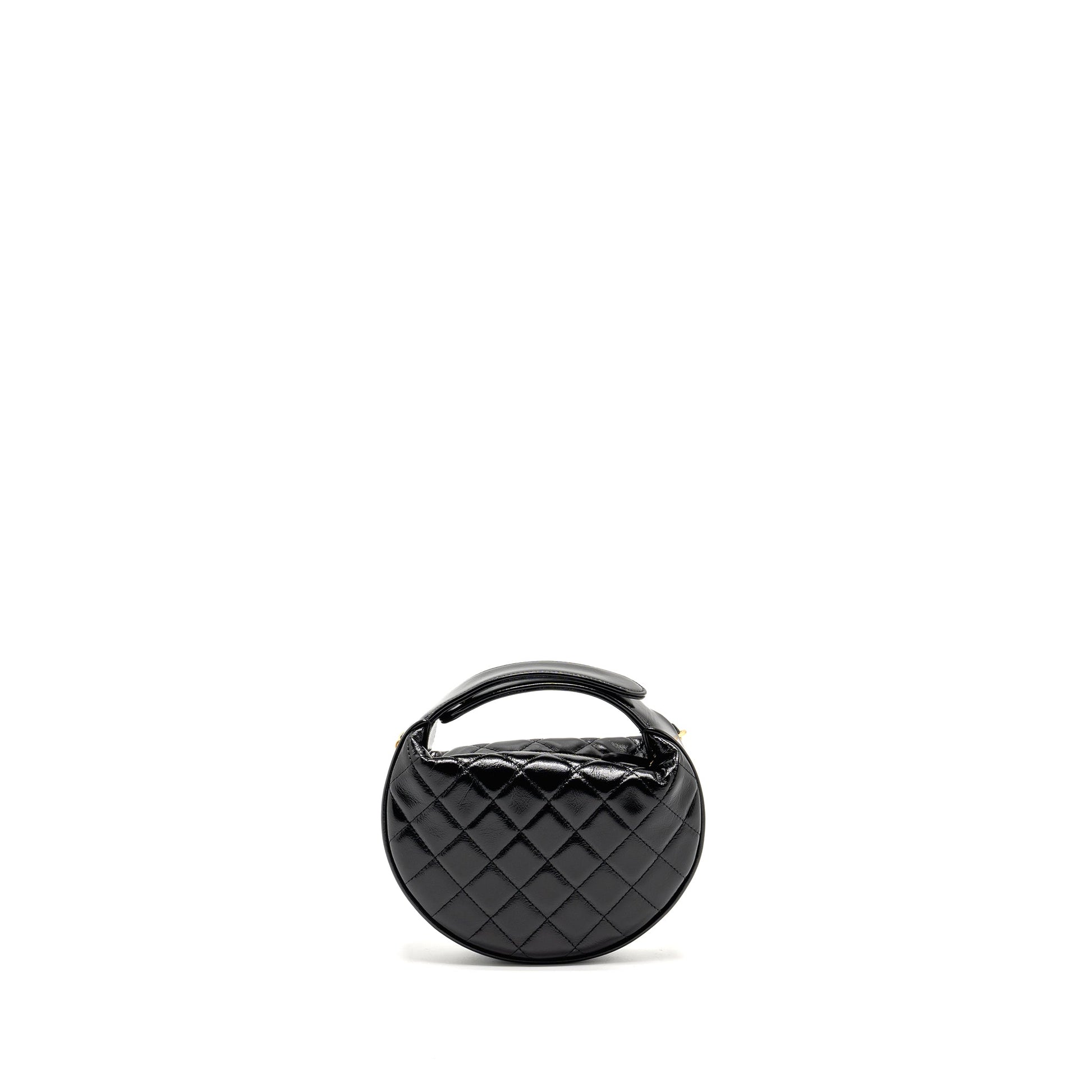 Chanel 21A Round Detail Calfskin GHW microchip Black Clutch Bag