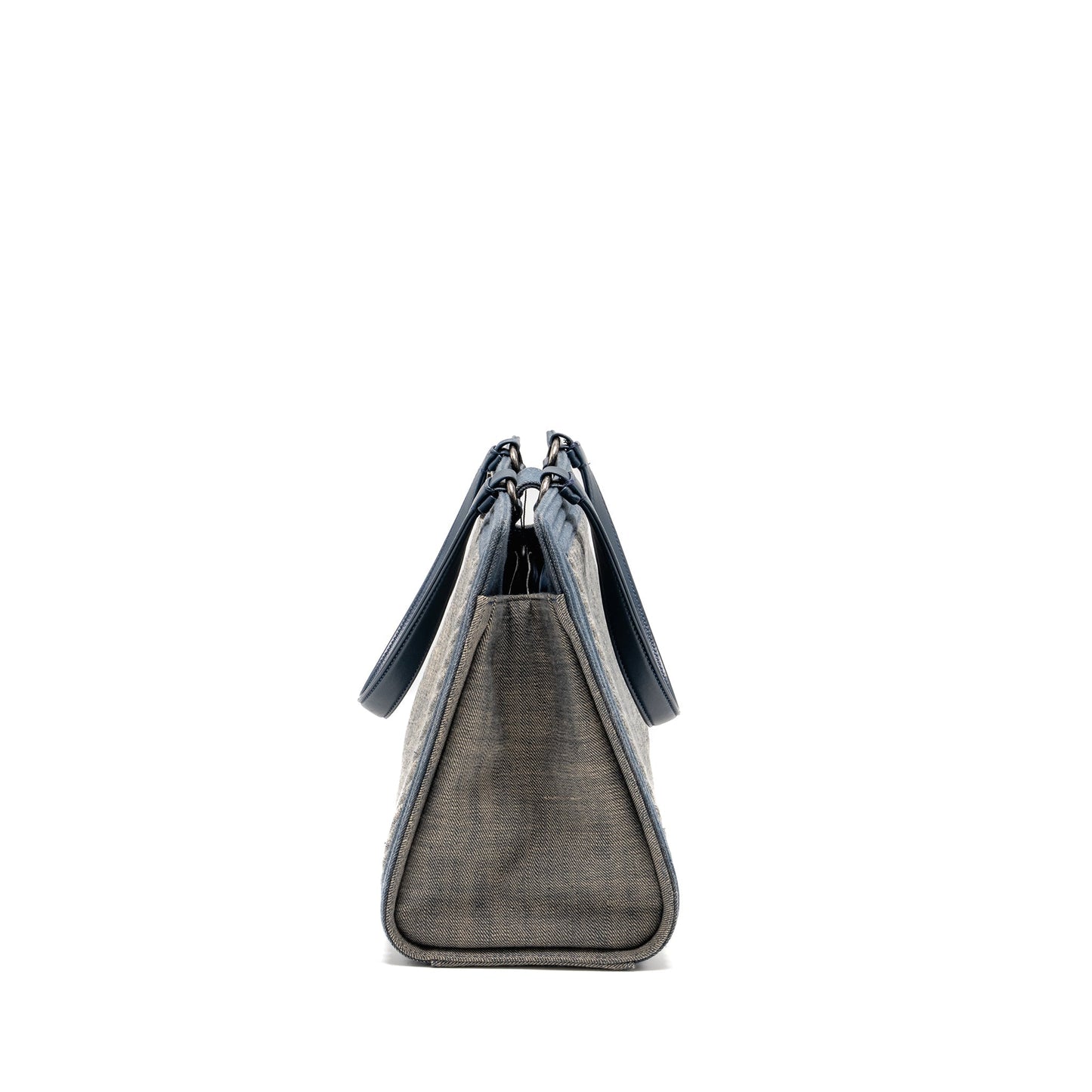 Chanel 15P Boy Chevron Shopping Denim Lambskin Blue Tote Bag