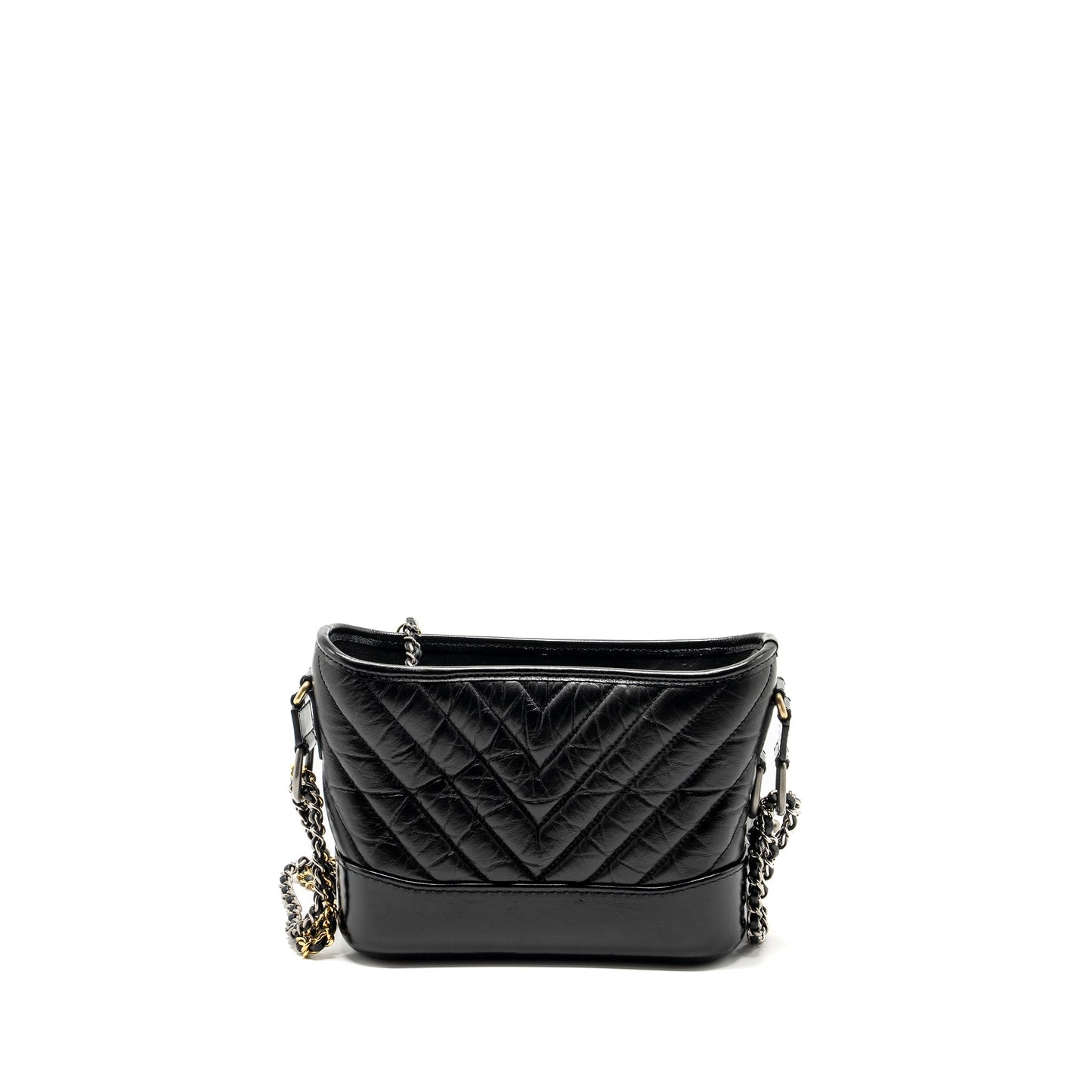Chanel Gabrielle Hobo Chevron Aged Calfskin Hardware Multicolour Black Small Shoulder Bag Hardware 1