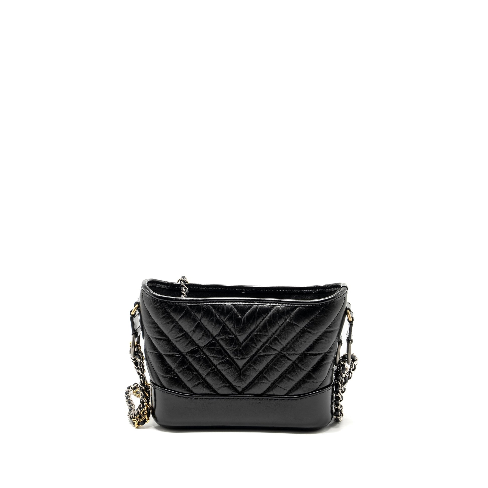 Chanel Gabrielle Hobo Chevron Aged Calfskin Hardware Multicolour Black Small Shoulder Bag Hardware 1