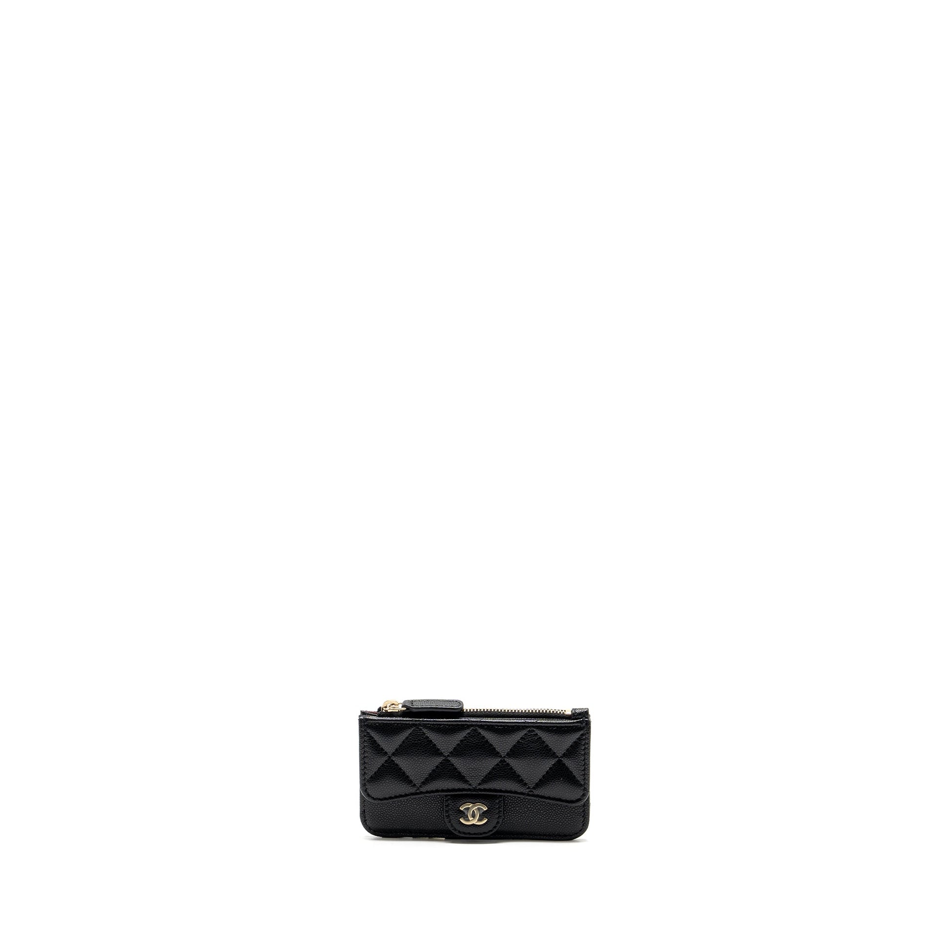 Chanel flap zip card holder caviar GHW Black Wallet Case