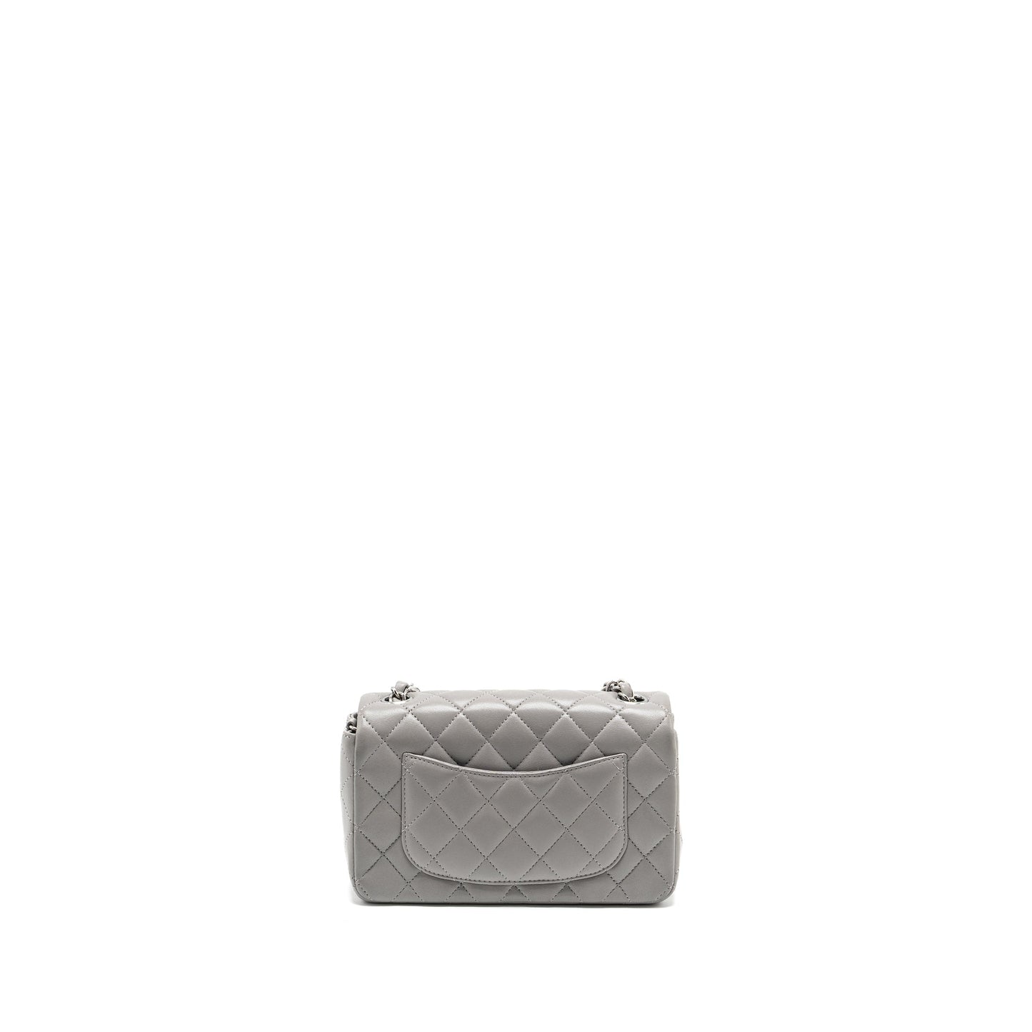 Chanel Rectangular Flap Lambskin Light SHW Microchip Grey Shoulder Bag