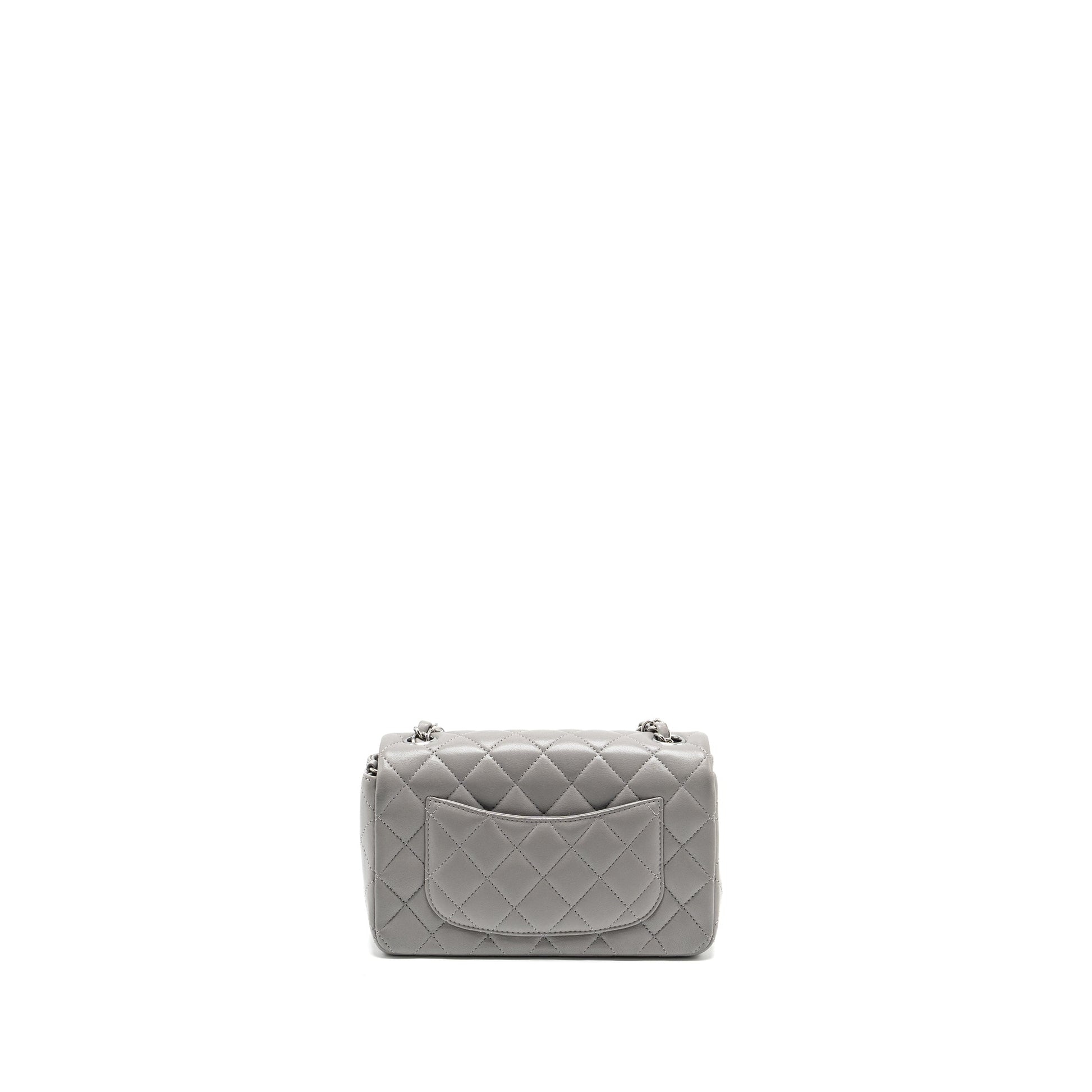 Chanel Rectangular Flap Lambskin Light SHW Microchip Grey Shoulder Bag