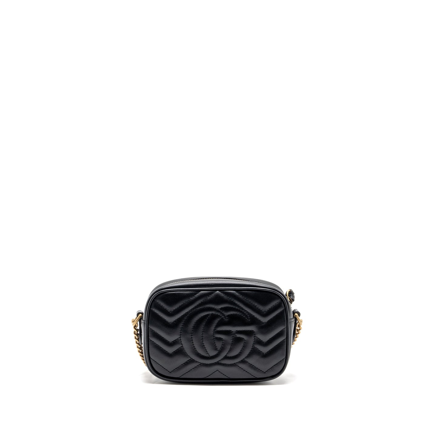 Gucci Marmont Bag Calfskin Matelasse Black Travel Bag Ghw 1