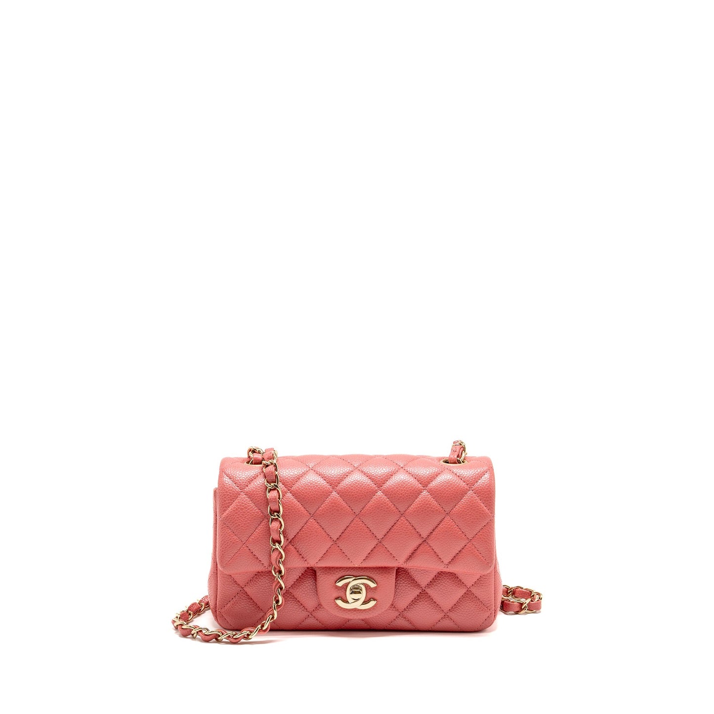 Chanel Rectangular Flap Caviar GHW Pink Shoulder Bag