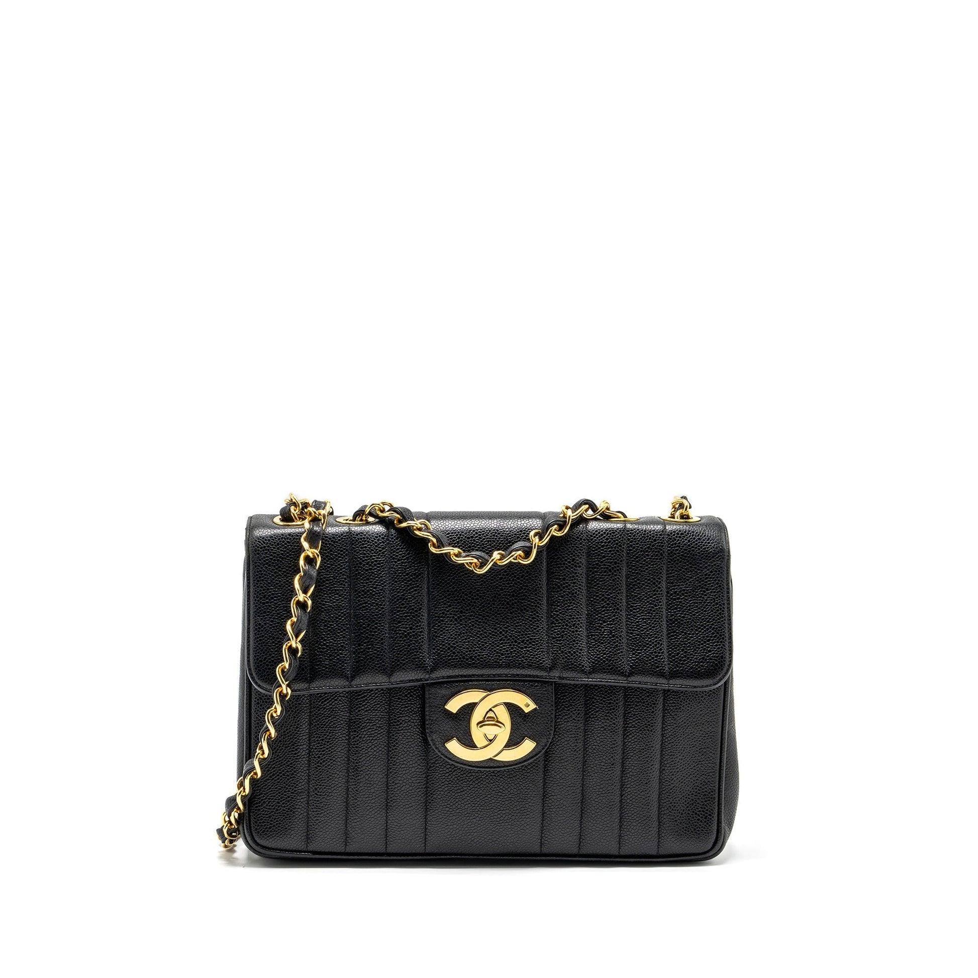 Chanel Vertical Jumbo Flap Caviar GHW Black Shoulder Bag