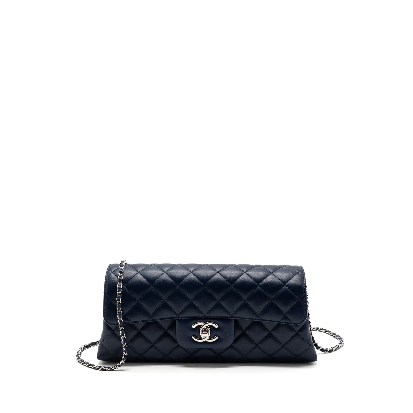 Chanel quilted long flap lambskin dark SHW Blue Shoulder Bag