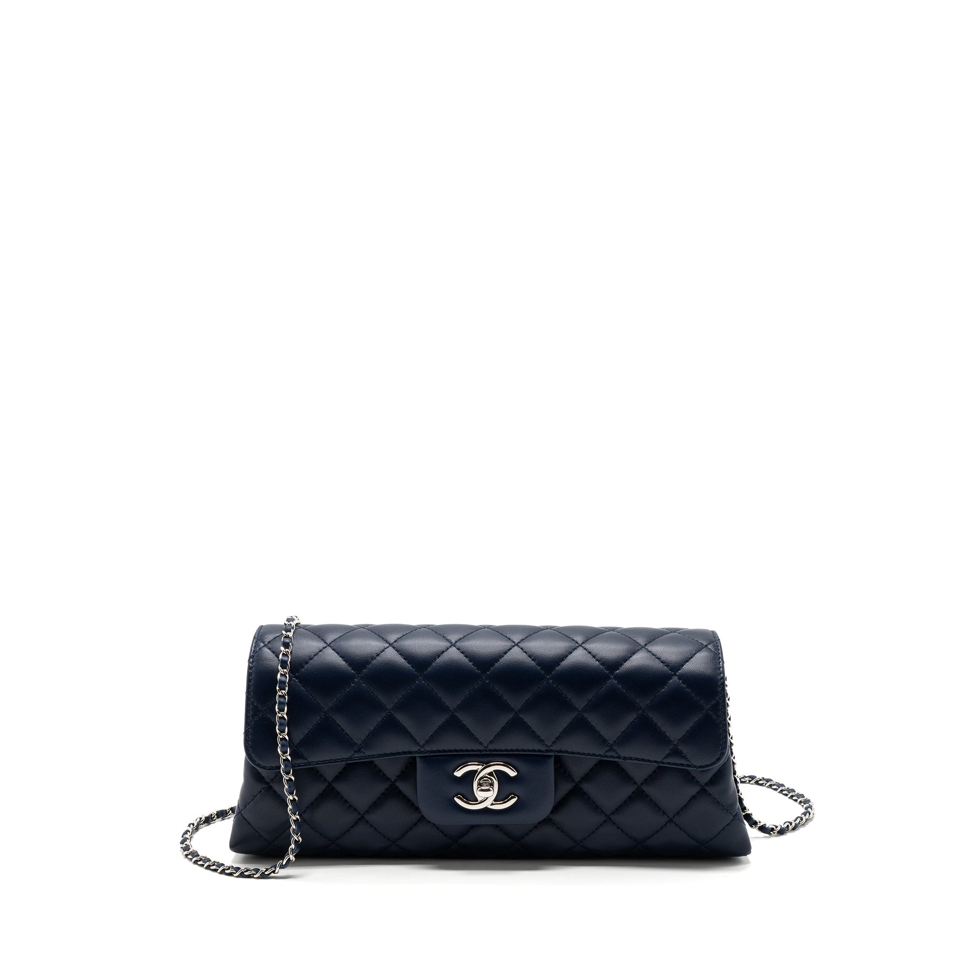 Chanel quilted long flap lambskin dark SHW Blue Shoulder Bag