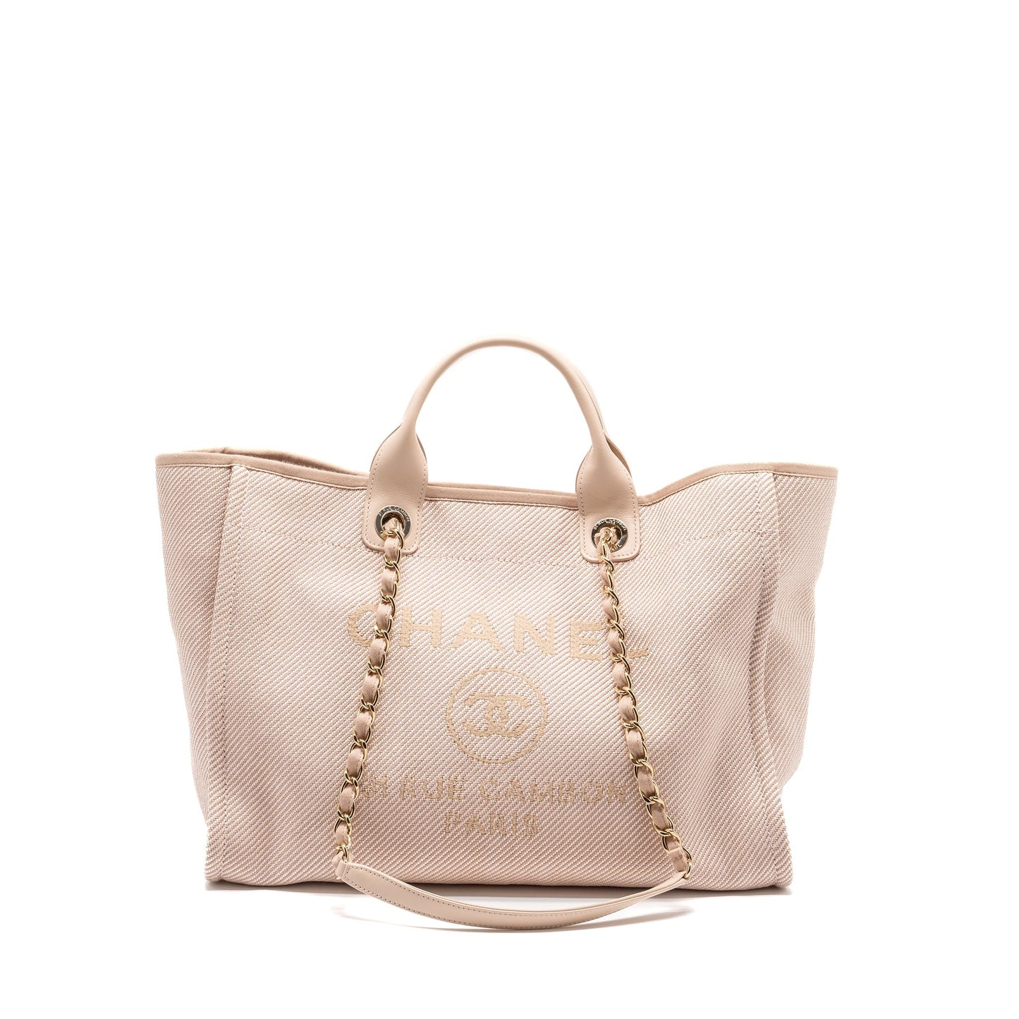 Chanel Deauville Light LGHW Pink Canvas Tote Bag