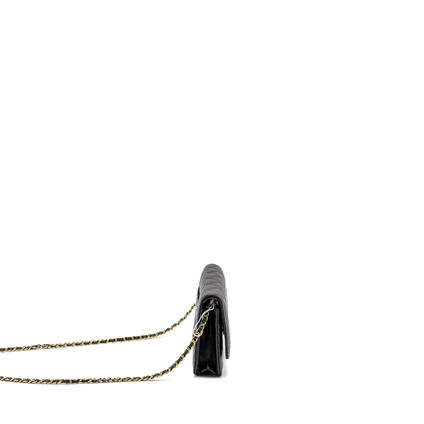 Chanel Detailed CC logo on Caviar Black Wallet Case