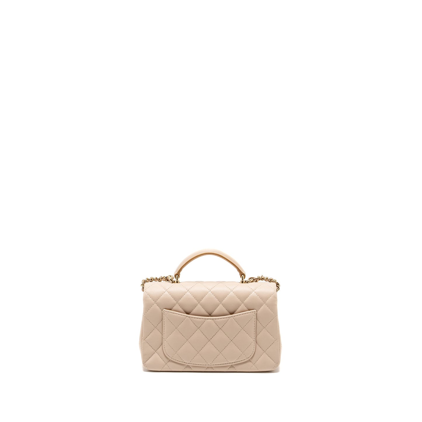 Chanel top handle Rectangular Flap Lambskin Ecru Beige Shoulder Bag