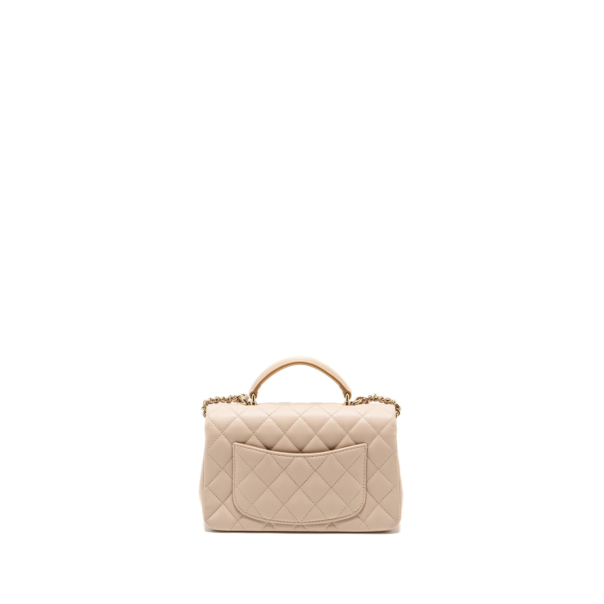 Chanel top handle Rectangular Flap Lambskin Ecru Beige Shoulder Bag