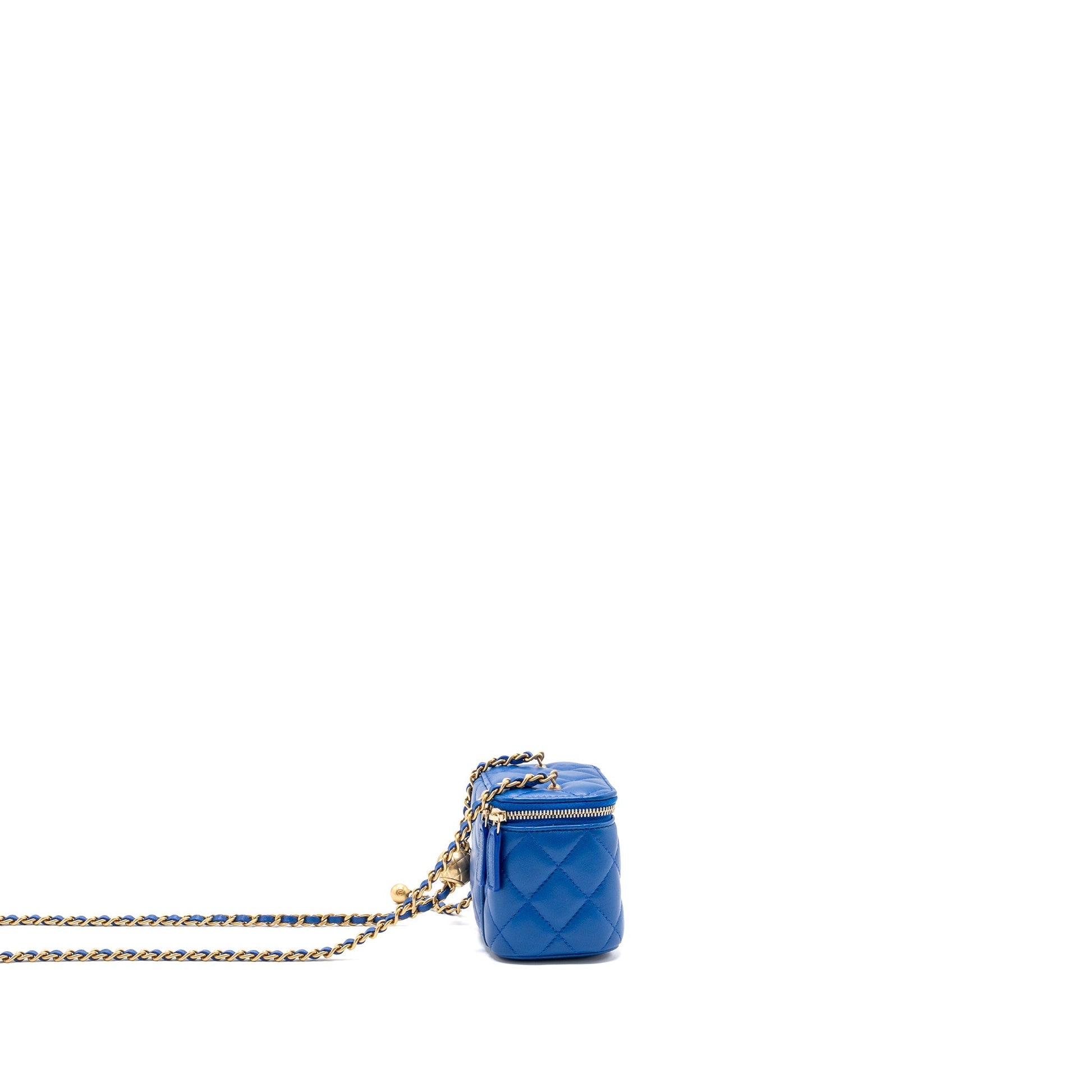 Chanel Pearl Crush Vanity Lambskin GHW microchip Blue Mini Bag
