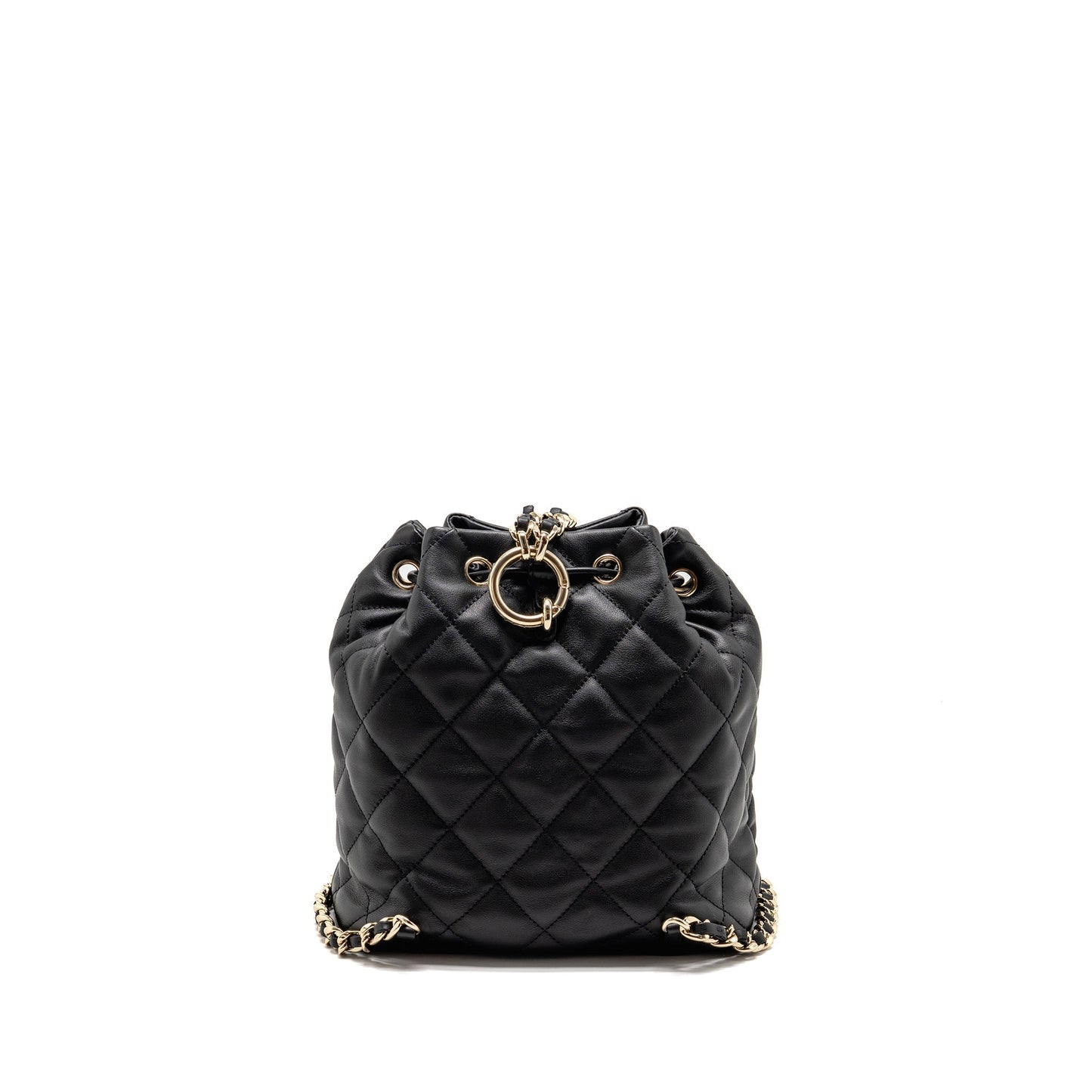 Chanel Drawstring Two Pockets Backpack Calfskin LGHW Black Jewelry