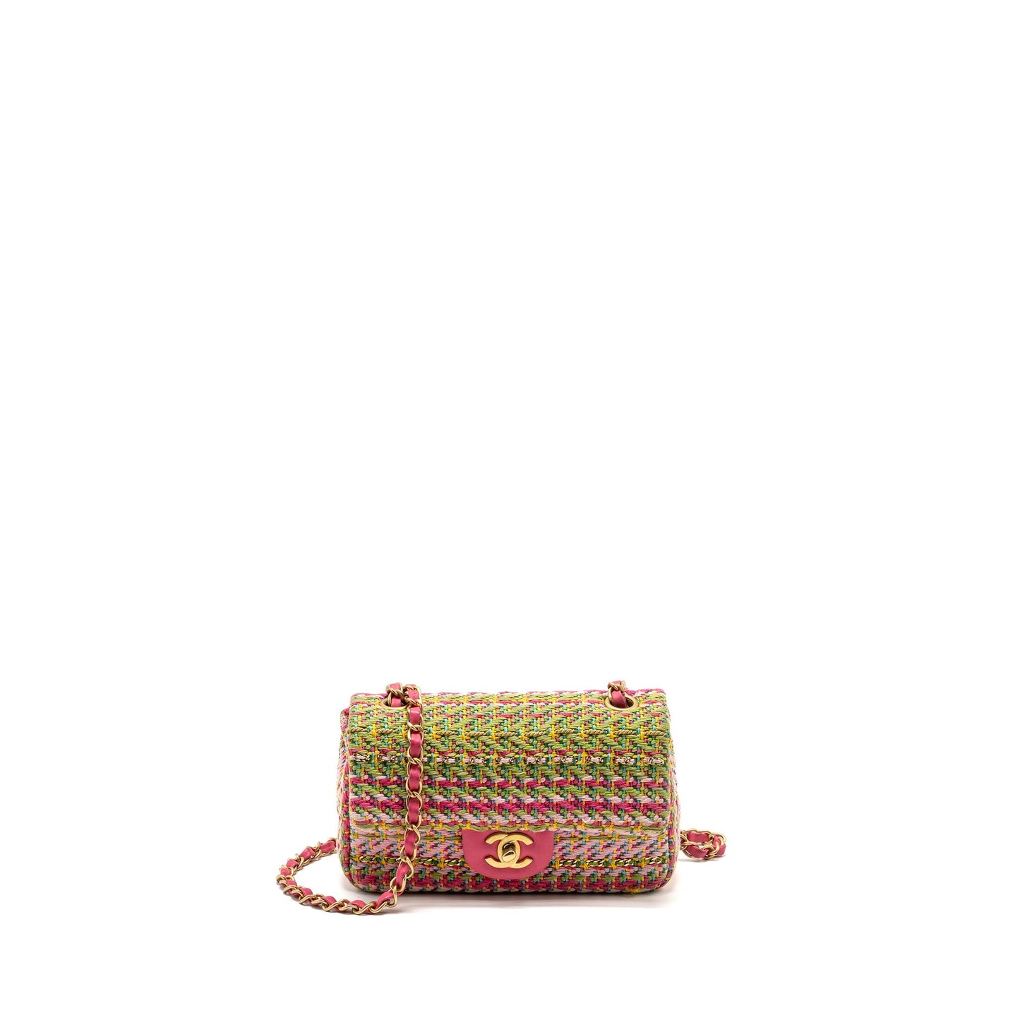 Chanel 21C Rectangular Flap Tweed GHW Multicolour Shoulder Bag