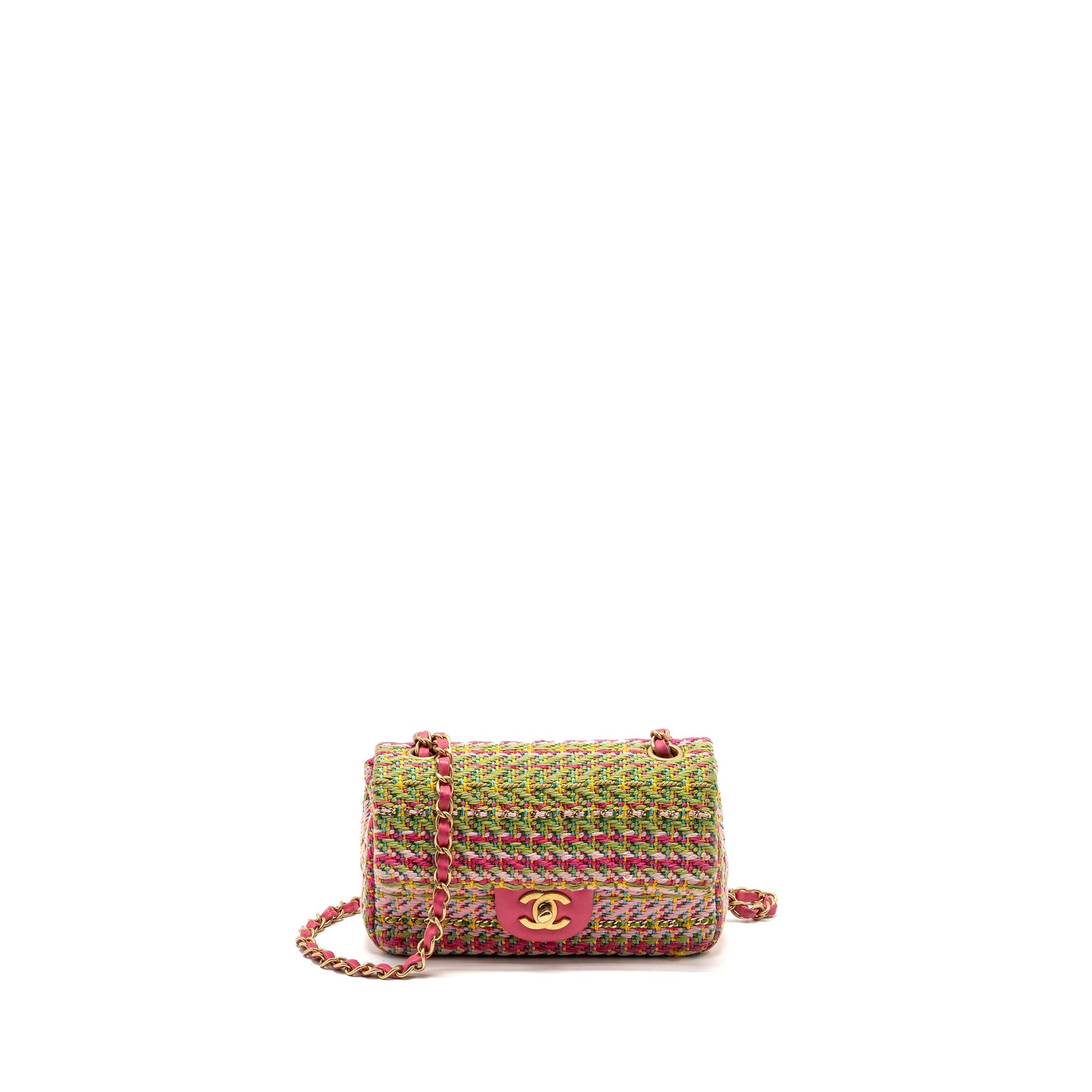 Chanel 21C Rectangular Flap Tweed GHW Multicolour Shoulder Bag