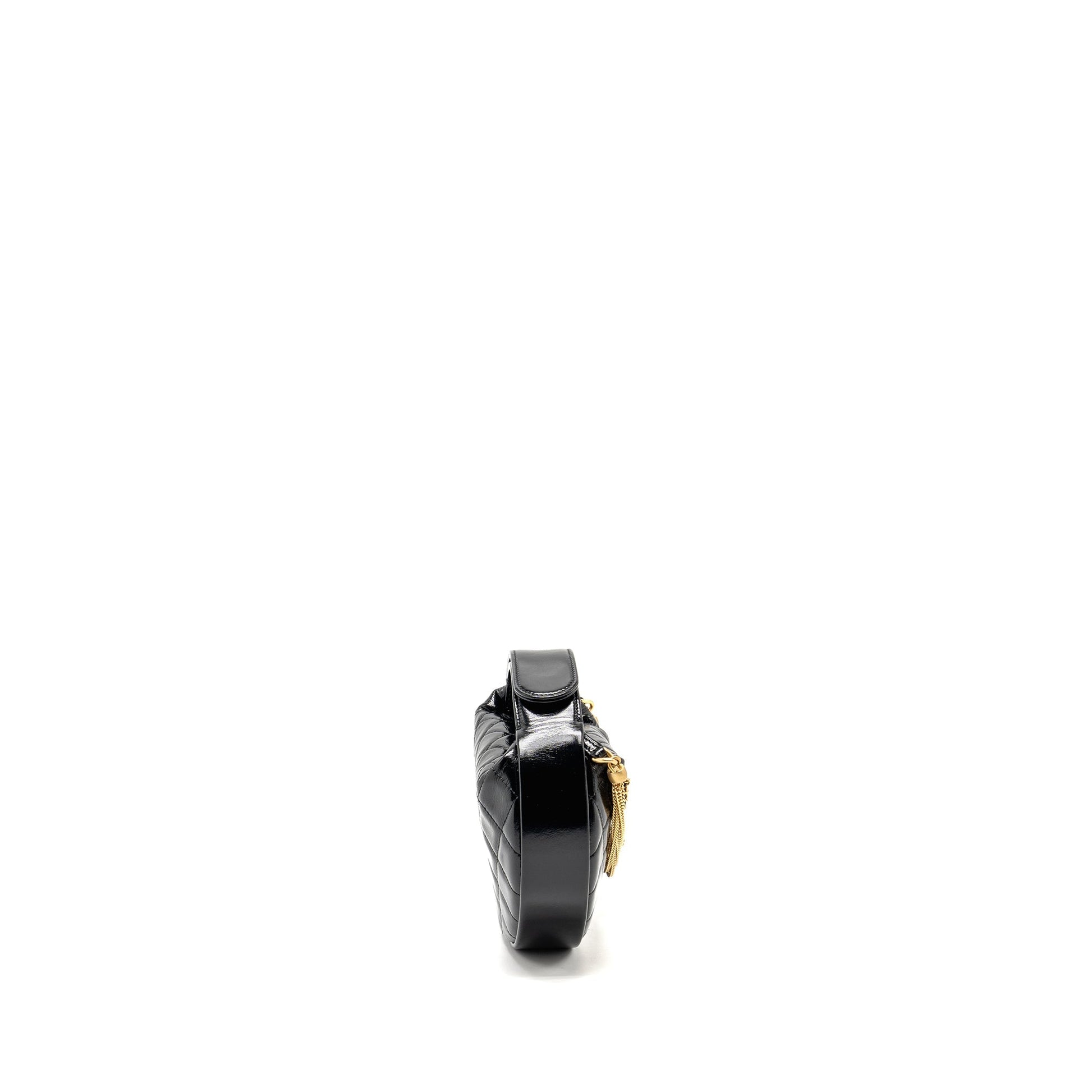 Chanel 21A Round Detail Calfskin GHW microchip Black Clutch Bag