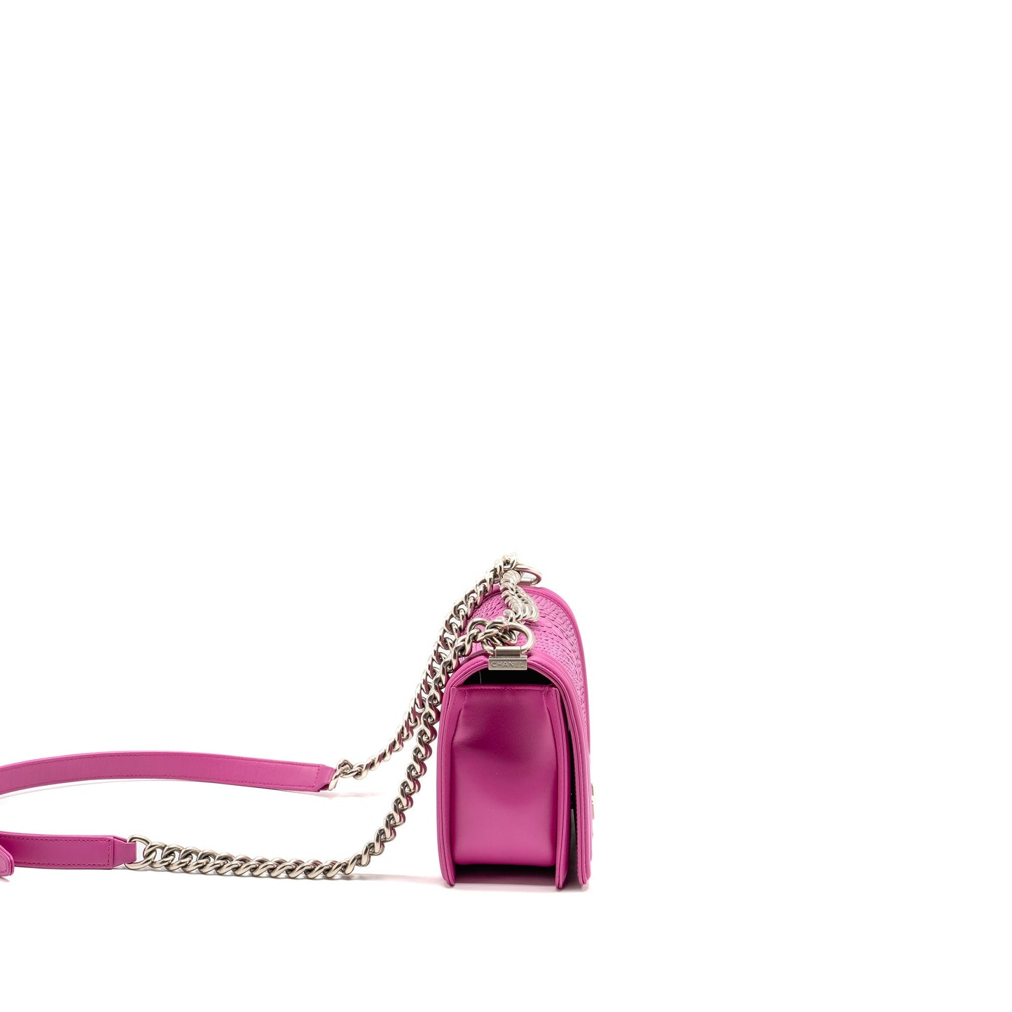 Chanel Boy Flap Python Brushed SHW Pink Shoulder Bag