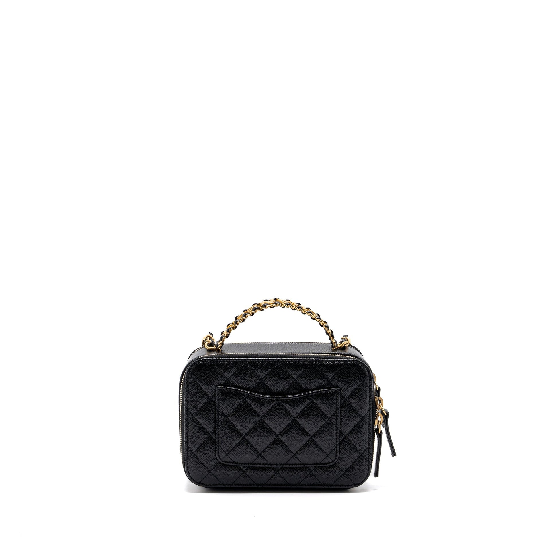 Chanel Letter top Handle vanity caviar Brushed Black Small Handbag
