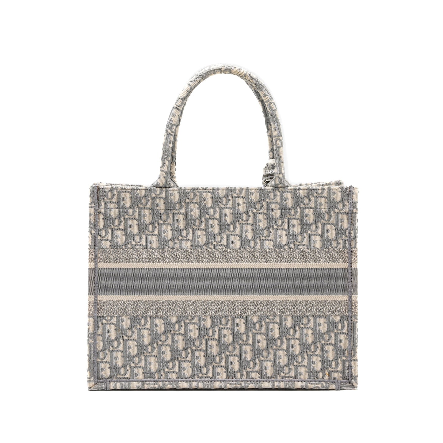 Dior Meidum Book Tote Oblique Embroidery Ecru Grey Canvas Tote Bag