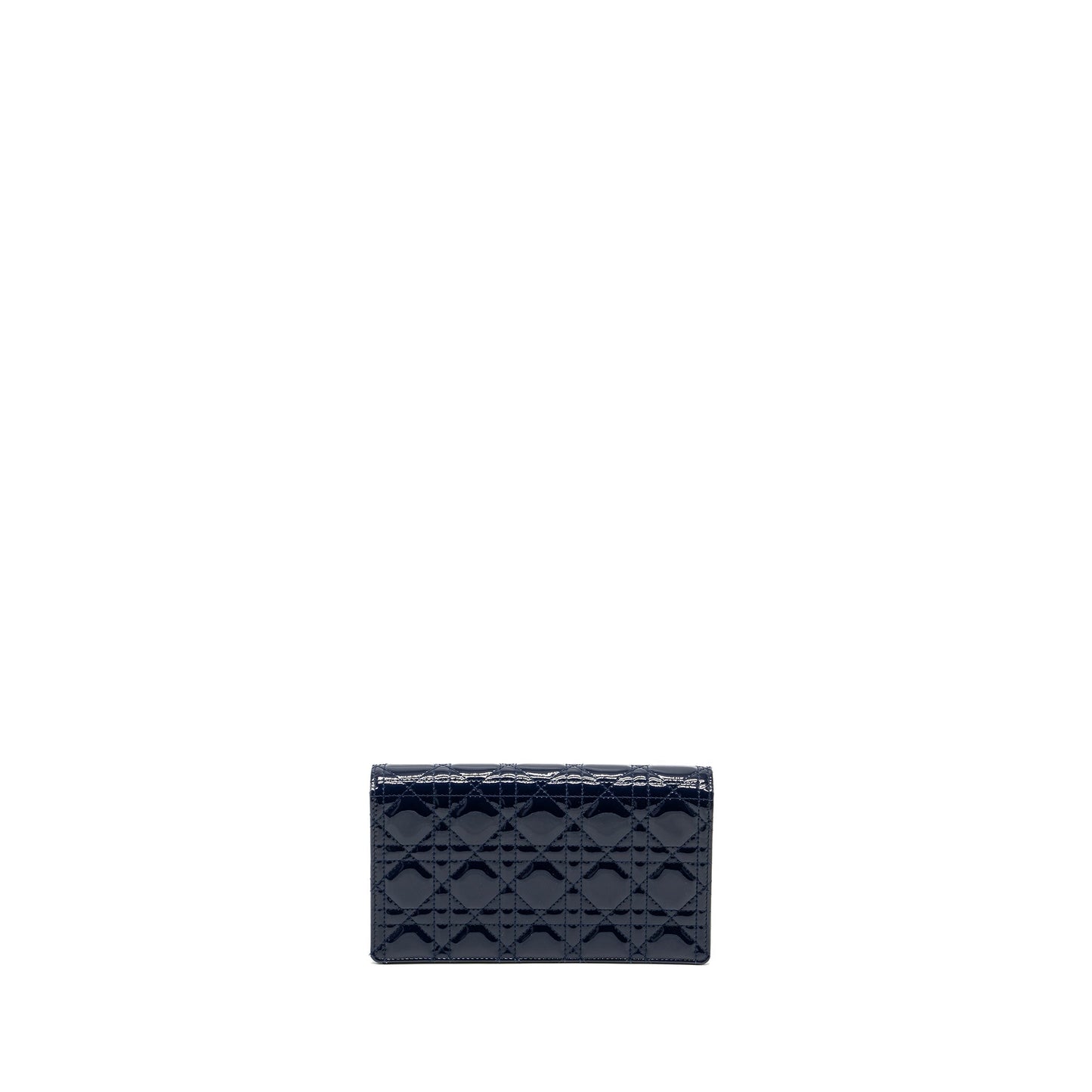 Dior Lady Pouch With Patent Dark Handbag Blue Chain Travel Bag