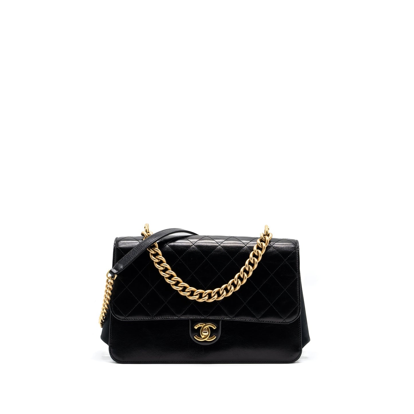 Chanel Flap chains handle calfskin GHW Black Shoulder Bag