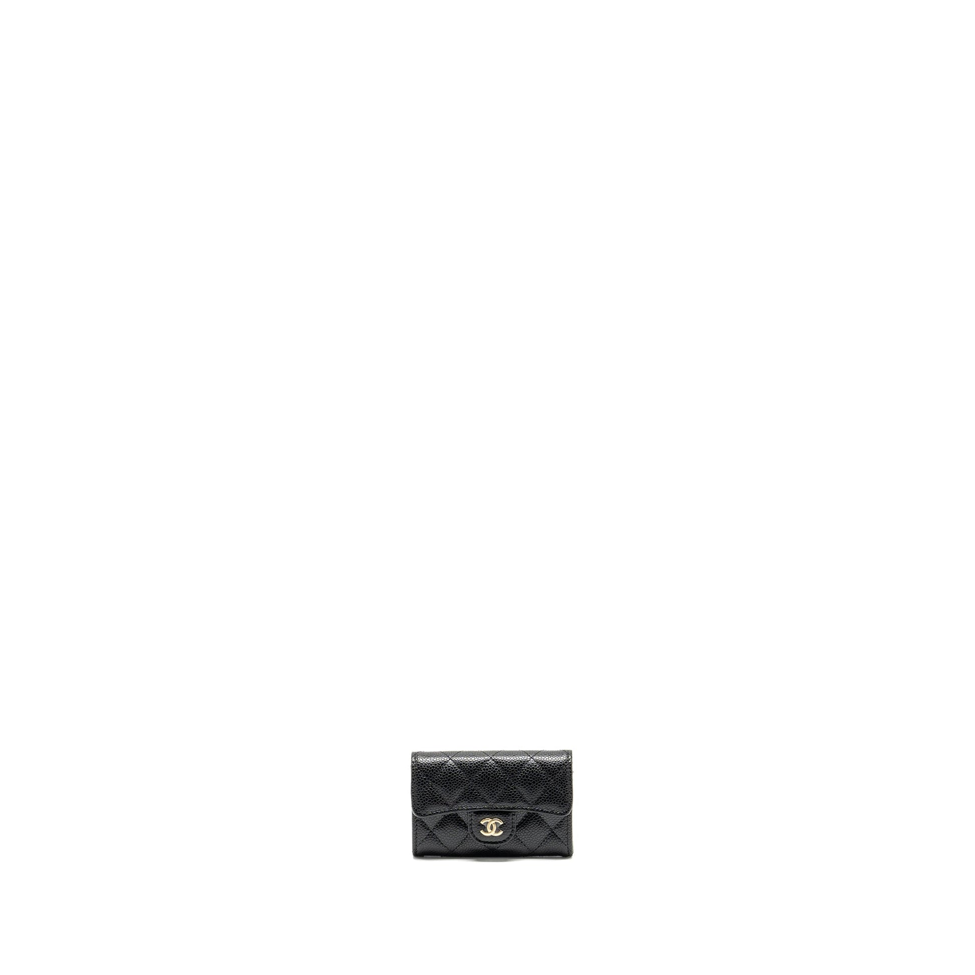 Chanel Classic flap card holder Caviar GHW Black Wallet Case Microchip 12