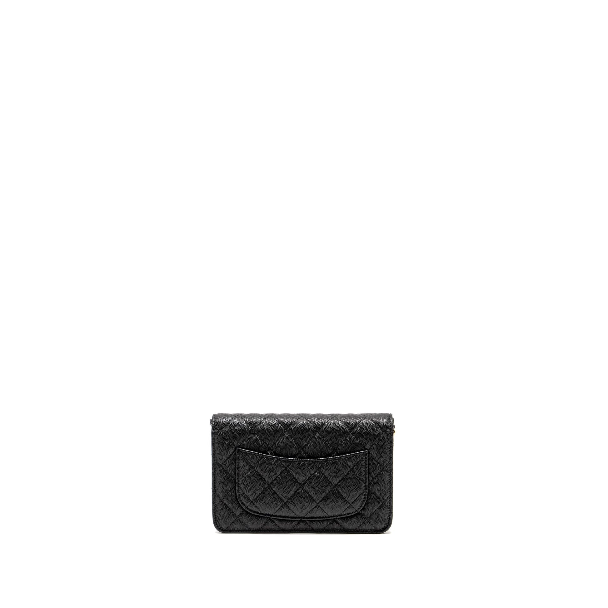 Chanel Detailed CC logo on Caviar Black Wallet Case