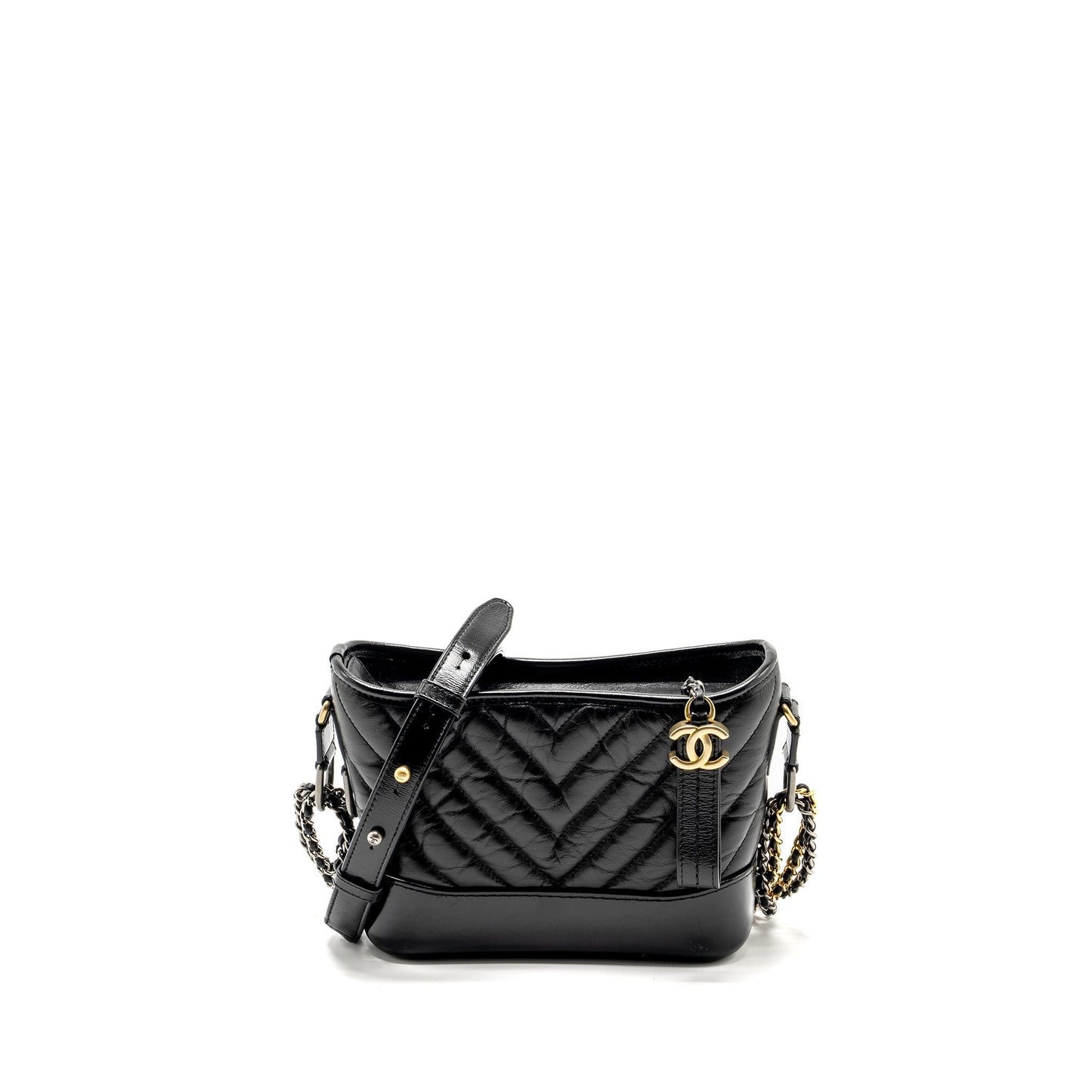Chanel Gabrielle Hobo Chevron Aged Calfskin Hardware Multicolour Black Small Shoulder Bag Hardware 1