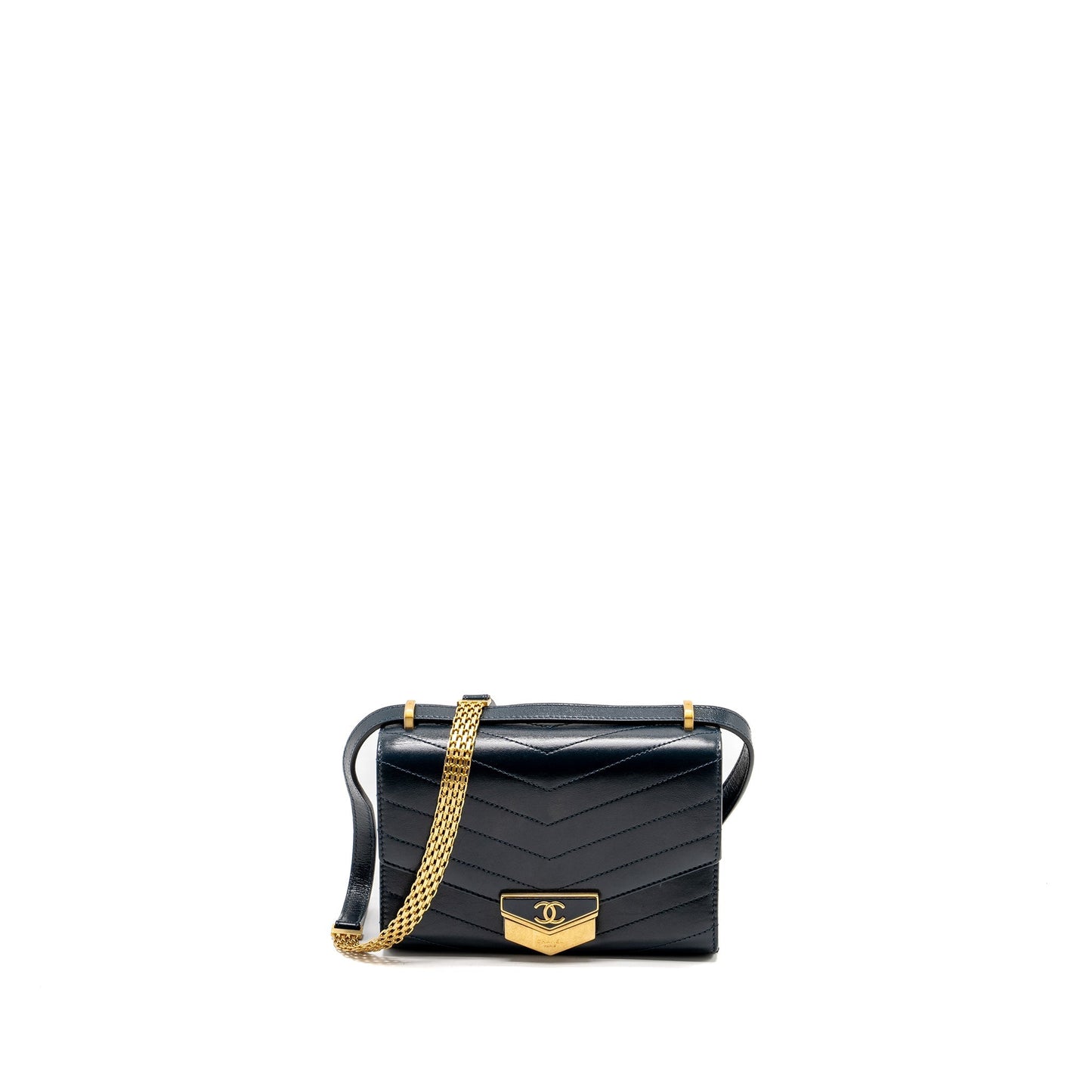 Chanel me Up Chevron Medal Flap Calfskin Lock Shoulder Bag