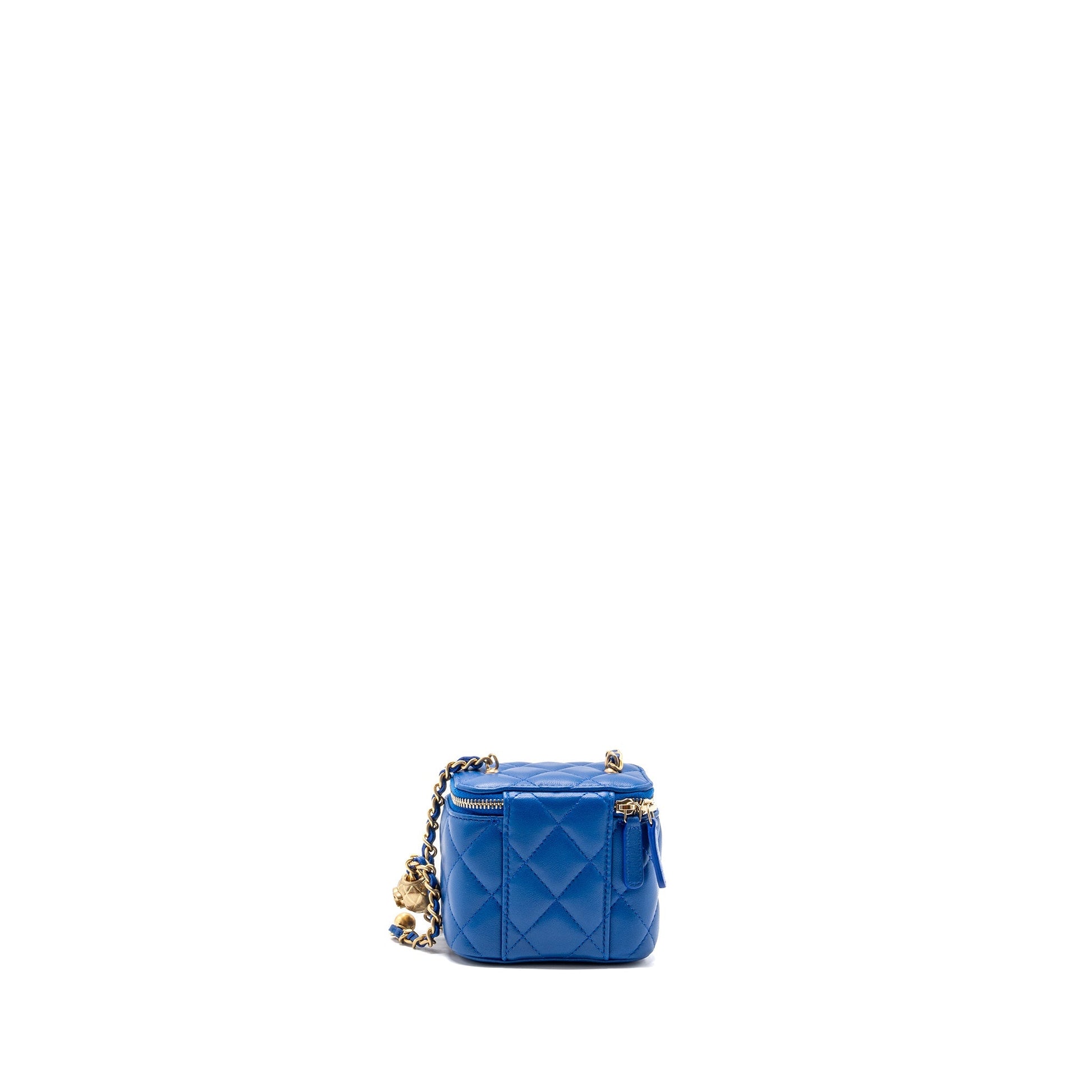 Chanel Pearl Crush Vanity Lambskin GHW microchip Blue Mini Bag