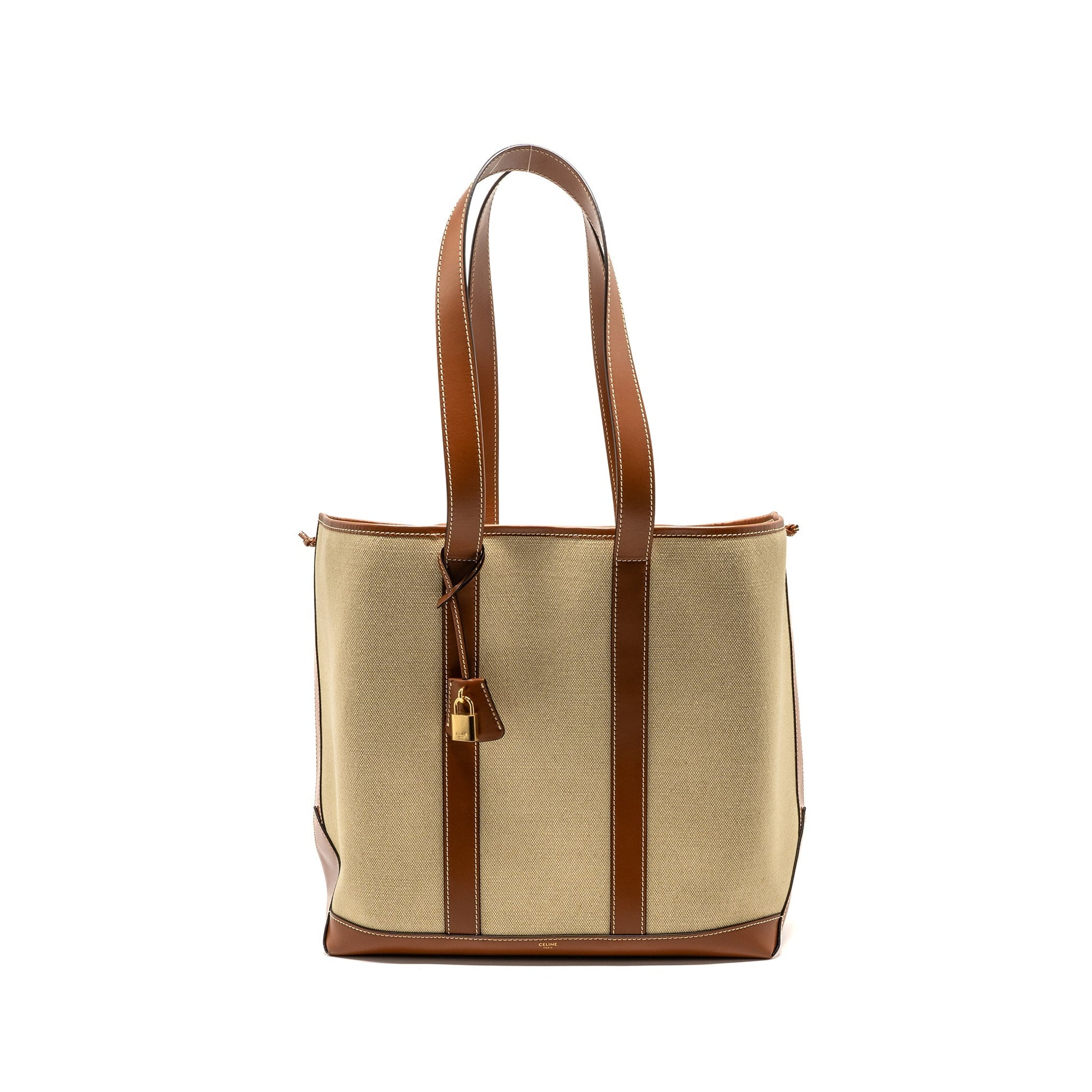 Celine Cabas Marin Calfskin Natural Multicolour Handbag Canvas Tan Travel Bag