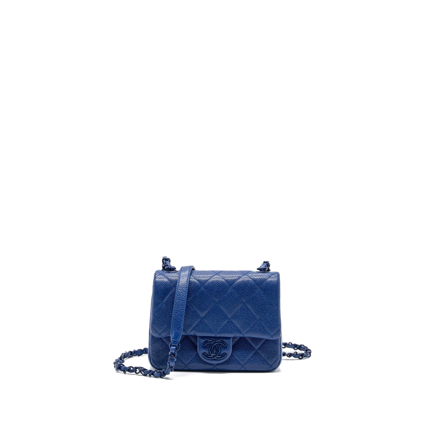 Chanel Square Flap Caviar hardware Blue Shoulder Bag Blue Hardware