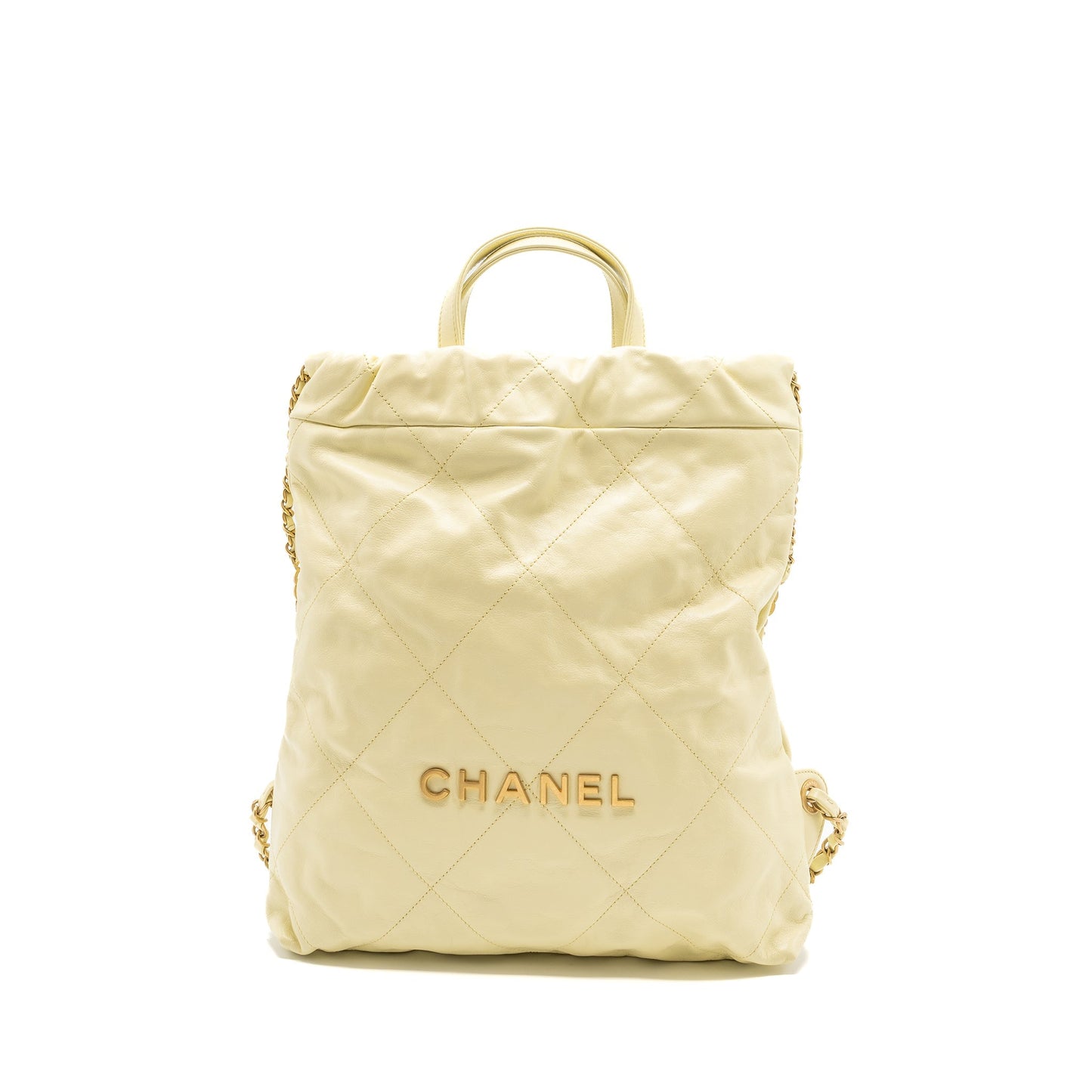 Chanel 23P 22 Backpack Shiny Calfskin Light Small
