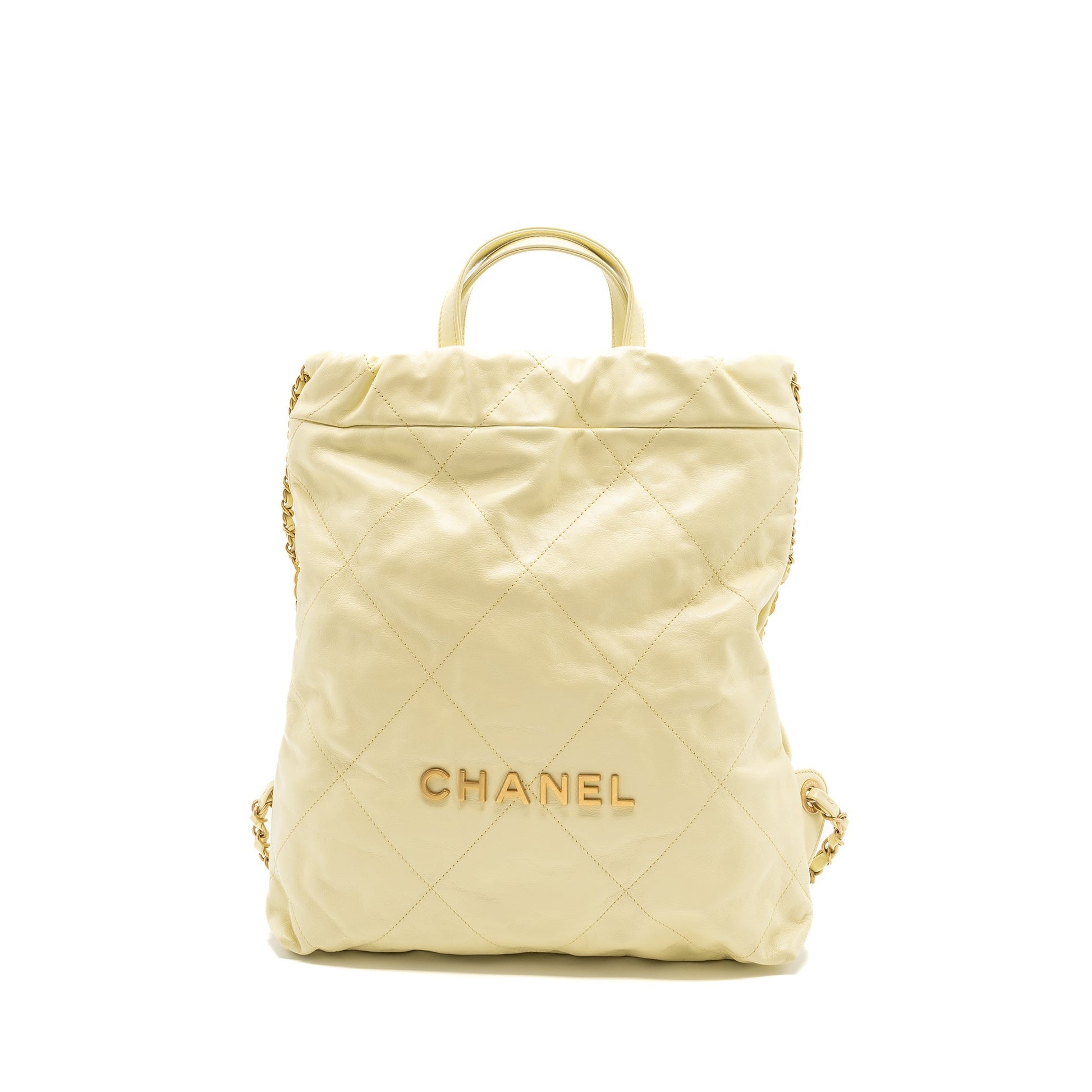 Chanel 23P 22 Backpack Shiny Calfskin Light Small