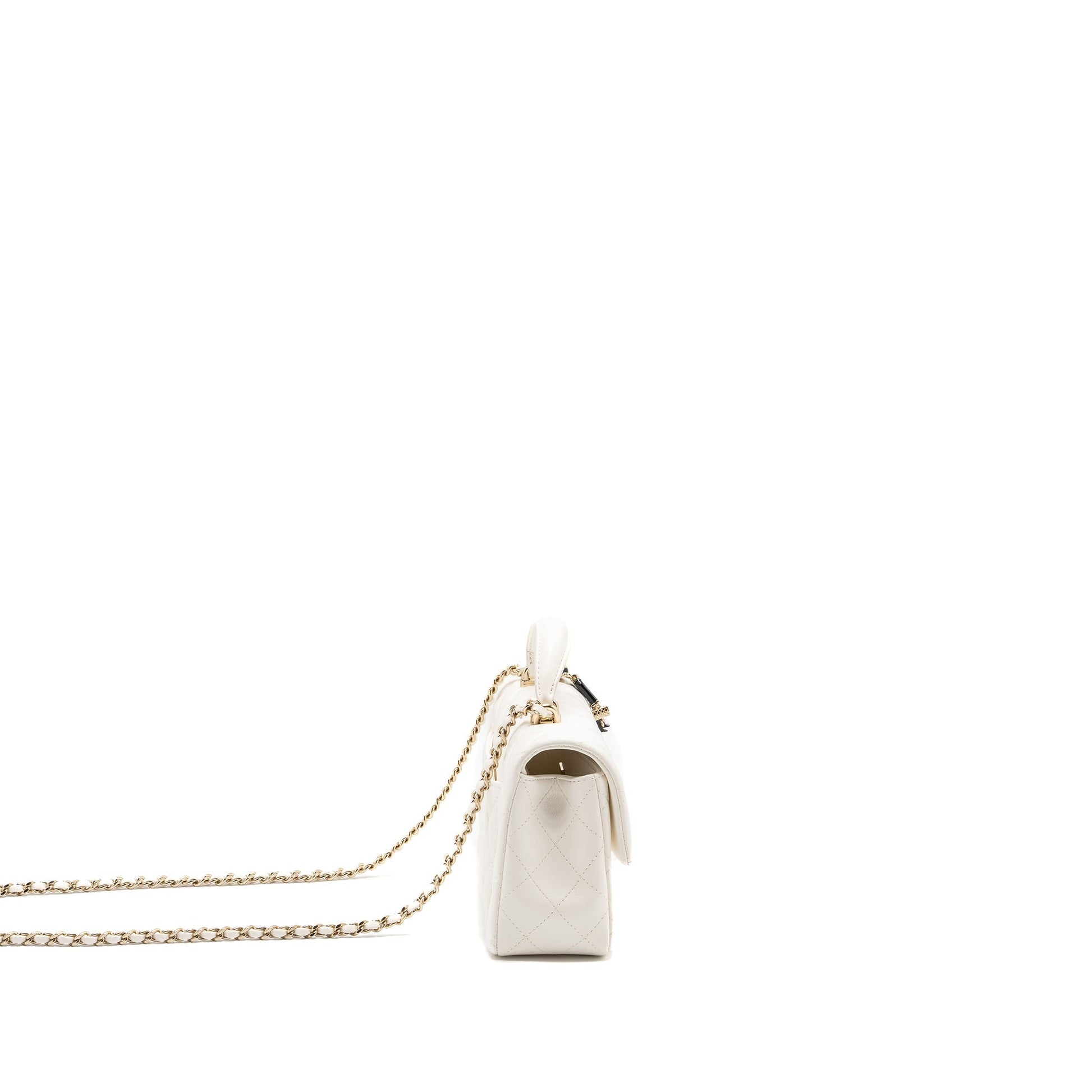 Chanel top handle rectangular flap lambskin LGHW White Shoulder Bag